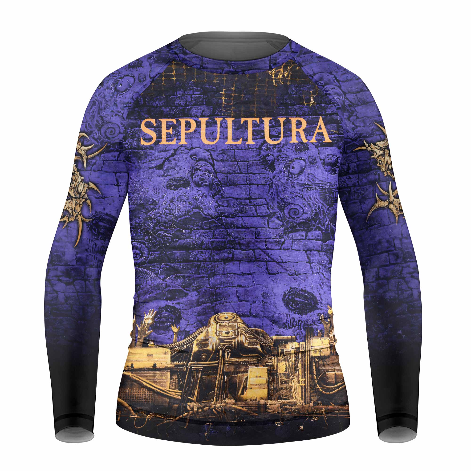 Sepultura Chaos A.D 90s Kids Rash Guard Long Sleeve - front view mockup