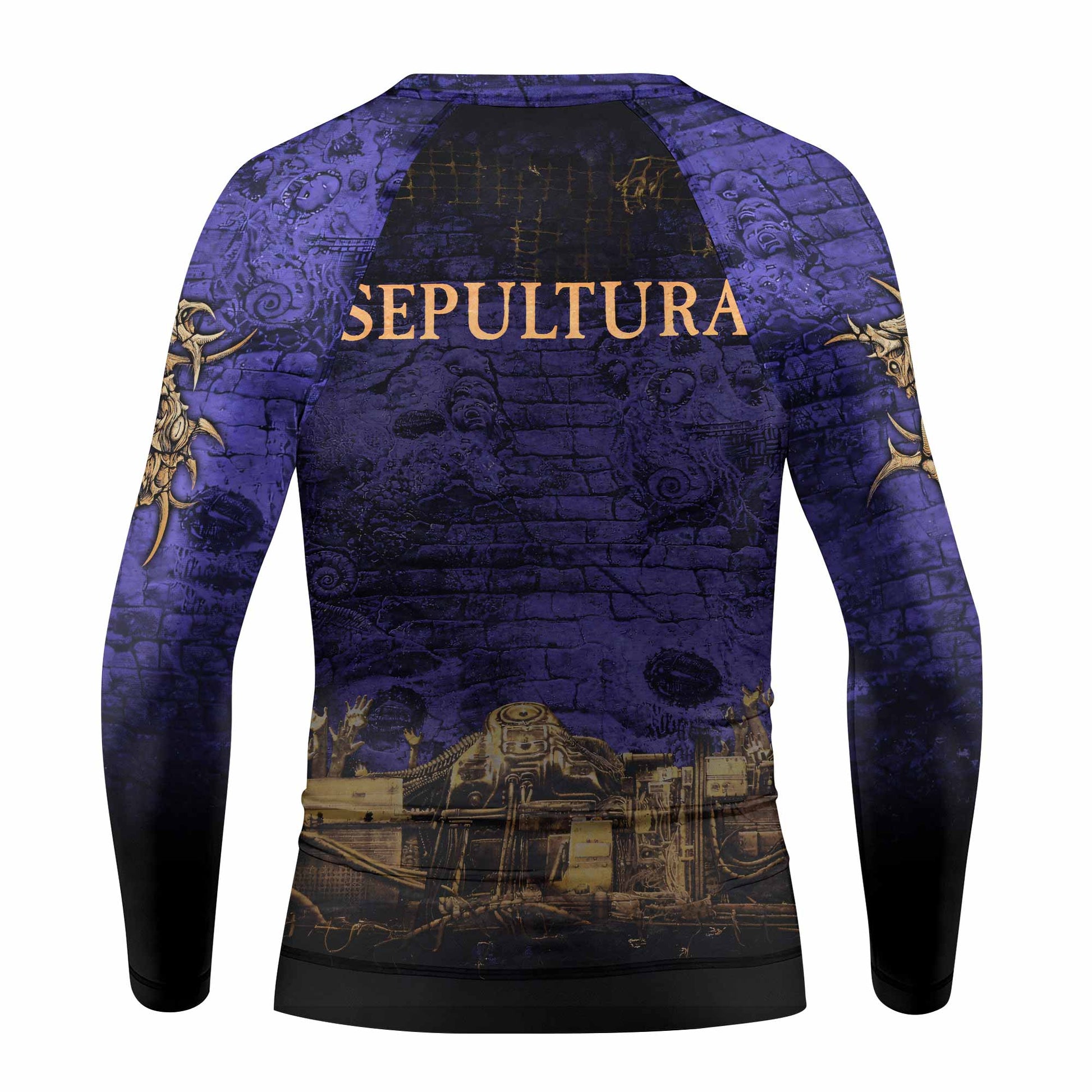 Sepultura Chaos A.D 90s Kids Rash Guard Long Sleeve - back view mockup