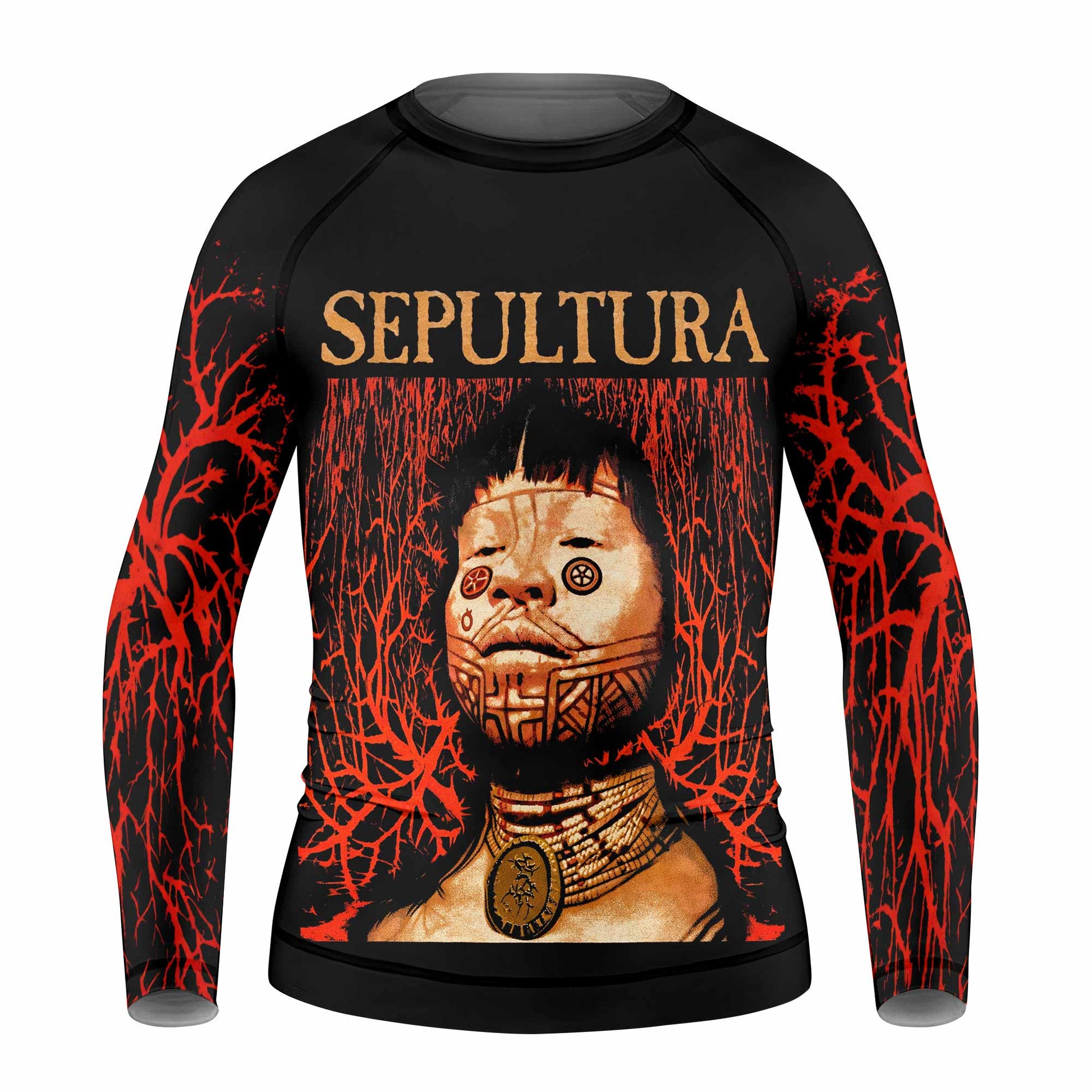 Sepultura Roots Kids Rash Guard Long Sleeve - front view mockup