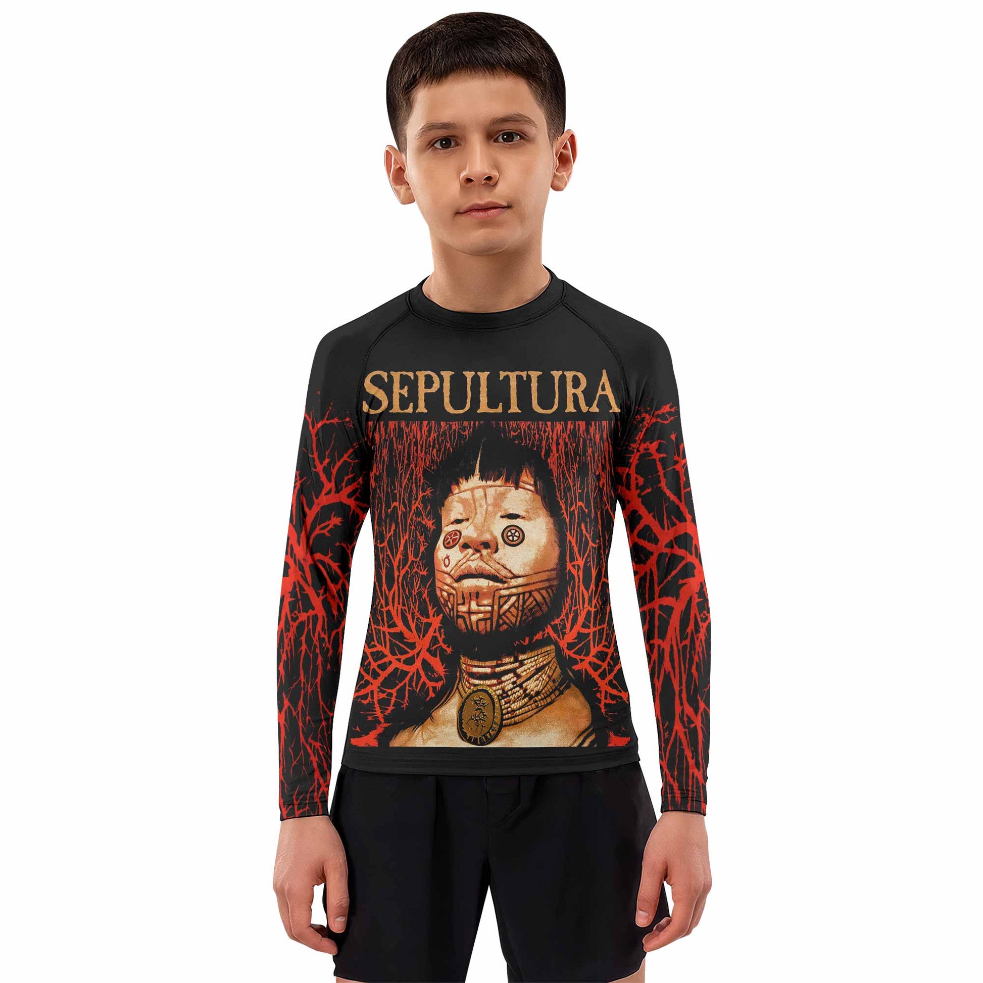 Sepultura Roots Kids Rash Guard Long Sleeve - boy's lifestyle view