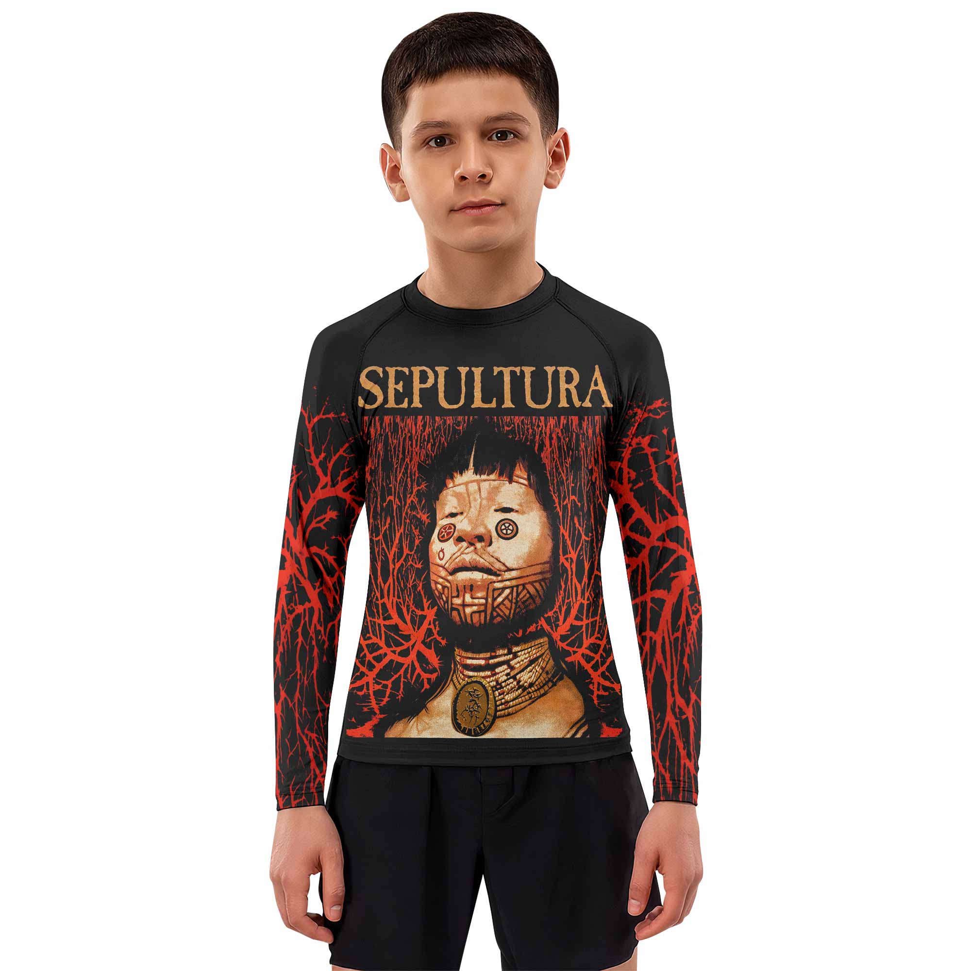 Sepultura Roots Kids Rash Guard Long Sleeve - boy's lifestyle view