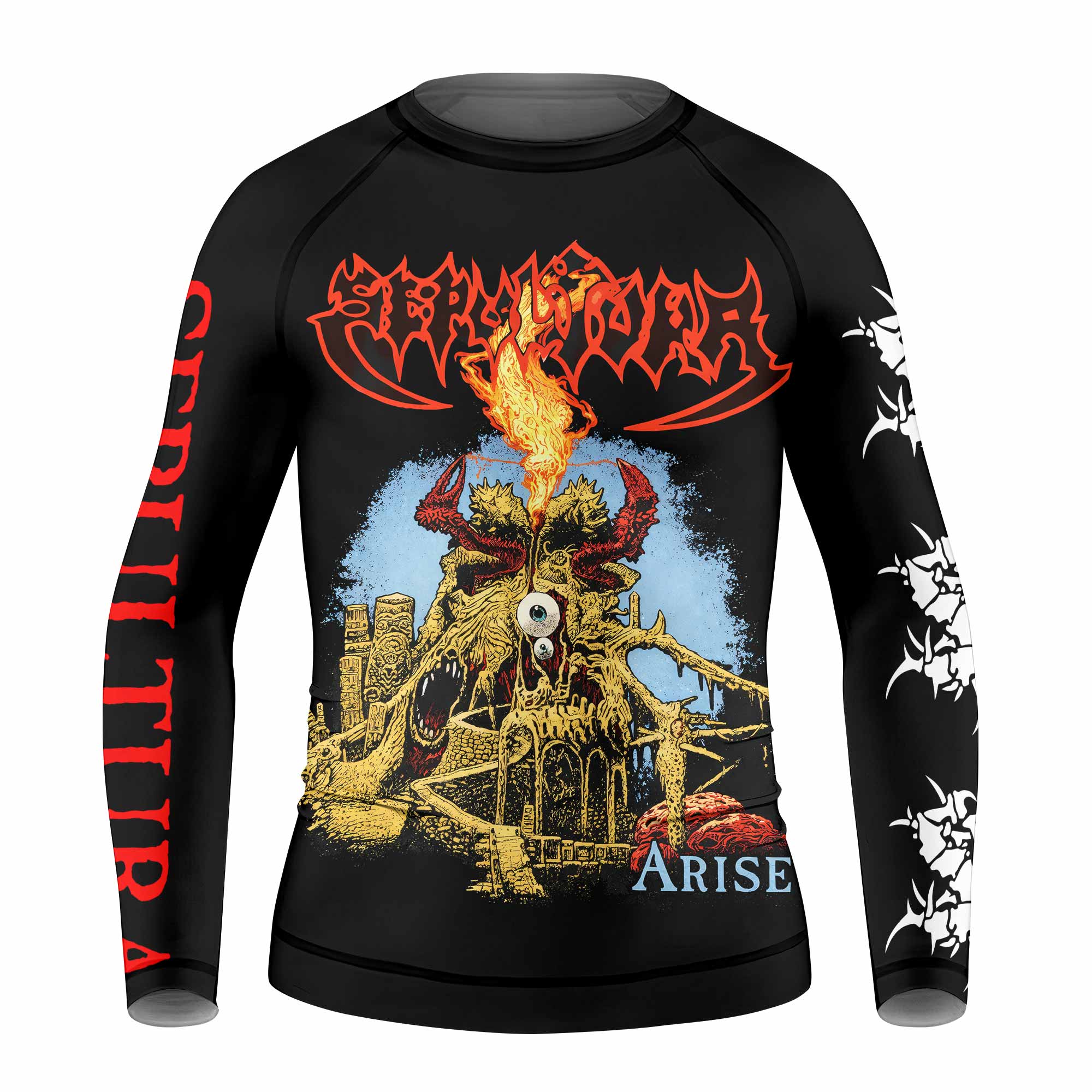 Sepultura Arise Kids Rash Guard Long Sleeve - front view mockup