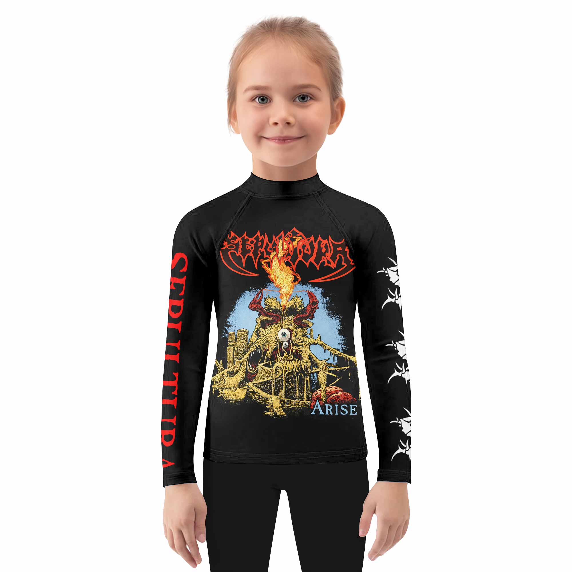 Sepultura Arise Kids Rash Guard Long Sleeve - girl's lifestyle view
