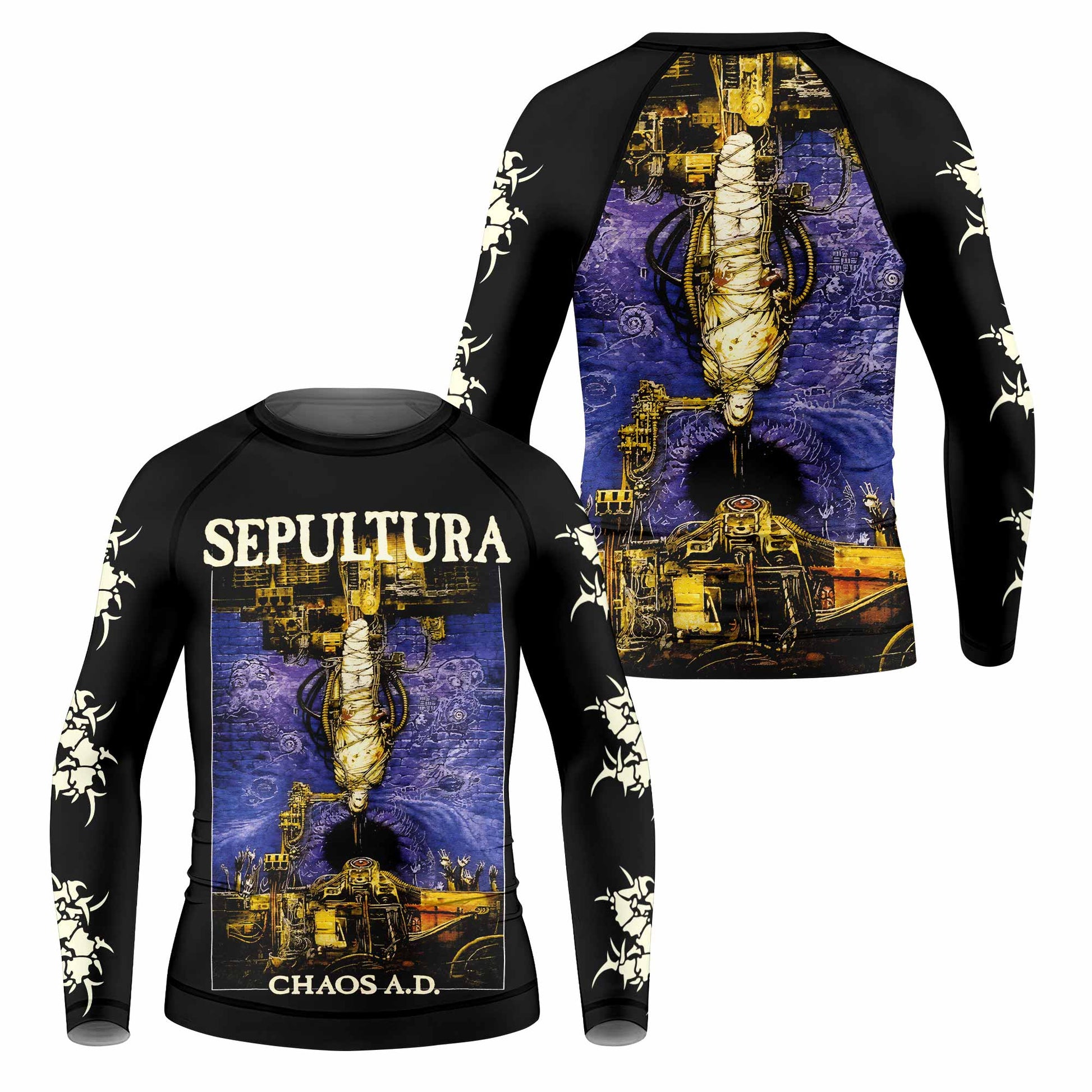Sepultura Chaos A.D Kids Rash Guard Long Sleeve - front and back view