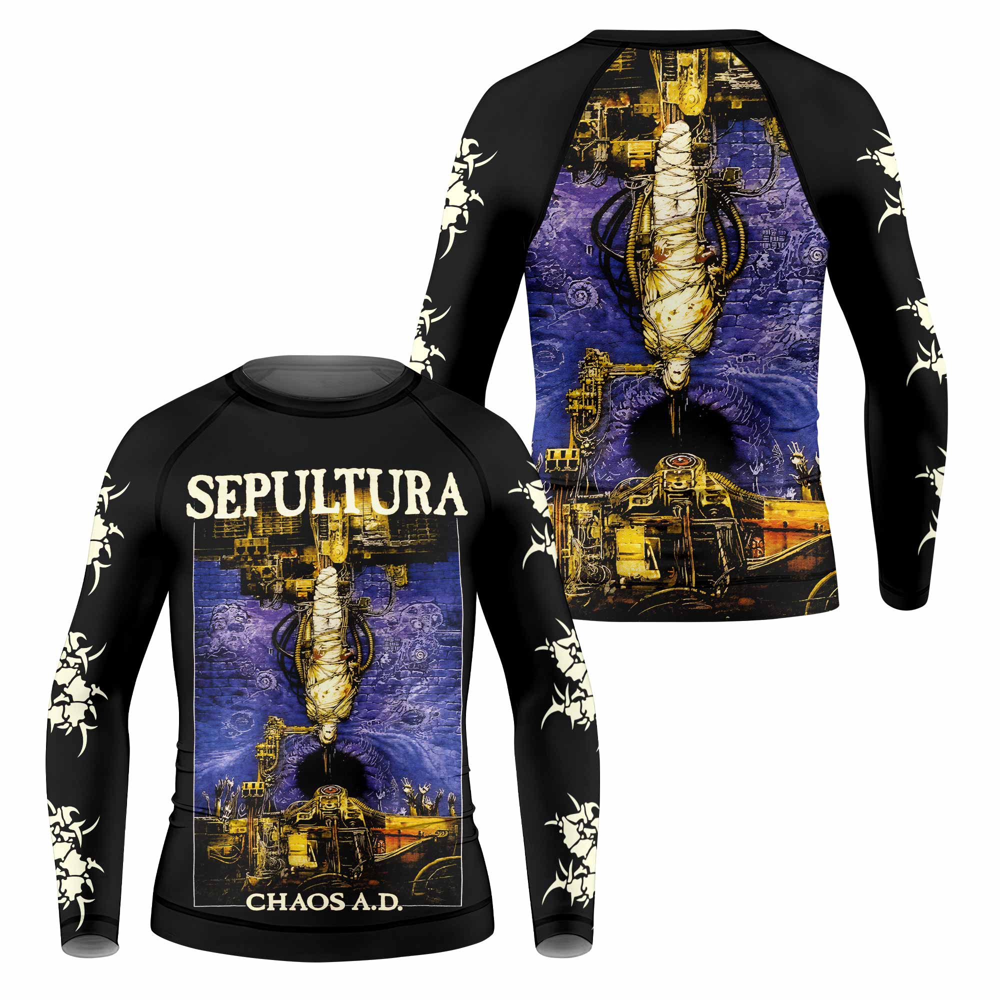 Sepultura Chaos A.D Kids Rash Guard Long Sleeve - front and back view