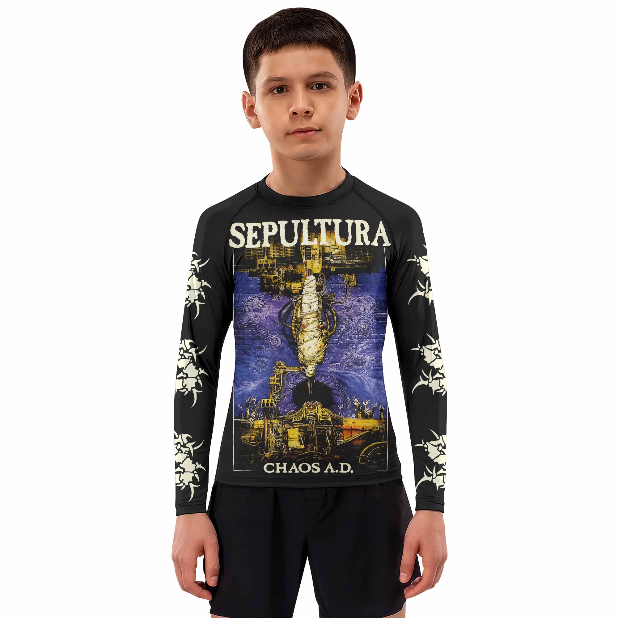 Sepultura Chaos A.D Kids Rash Guard Long Sleeve - boy's lifestyle view