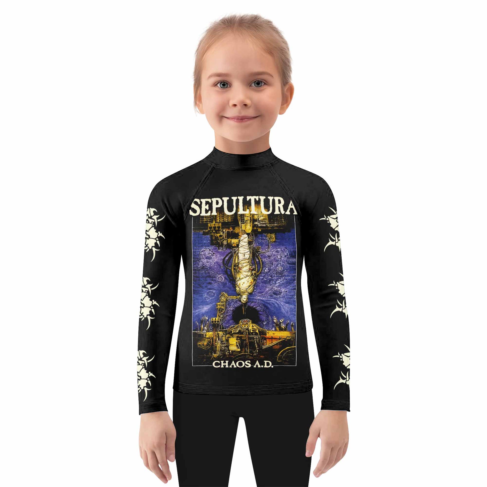 Sepultura Chaos A.D Kids Rash Guard Long Sleeve - girl's lifestyle view