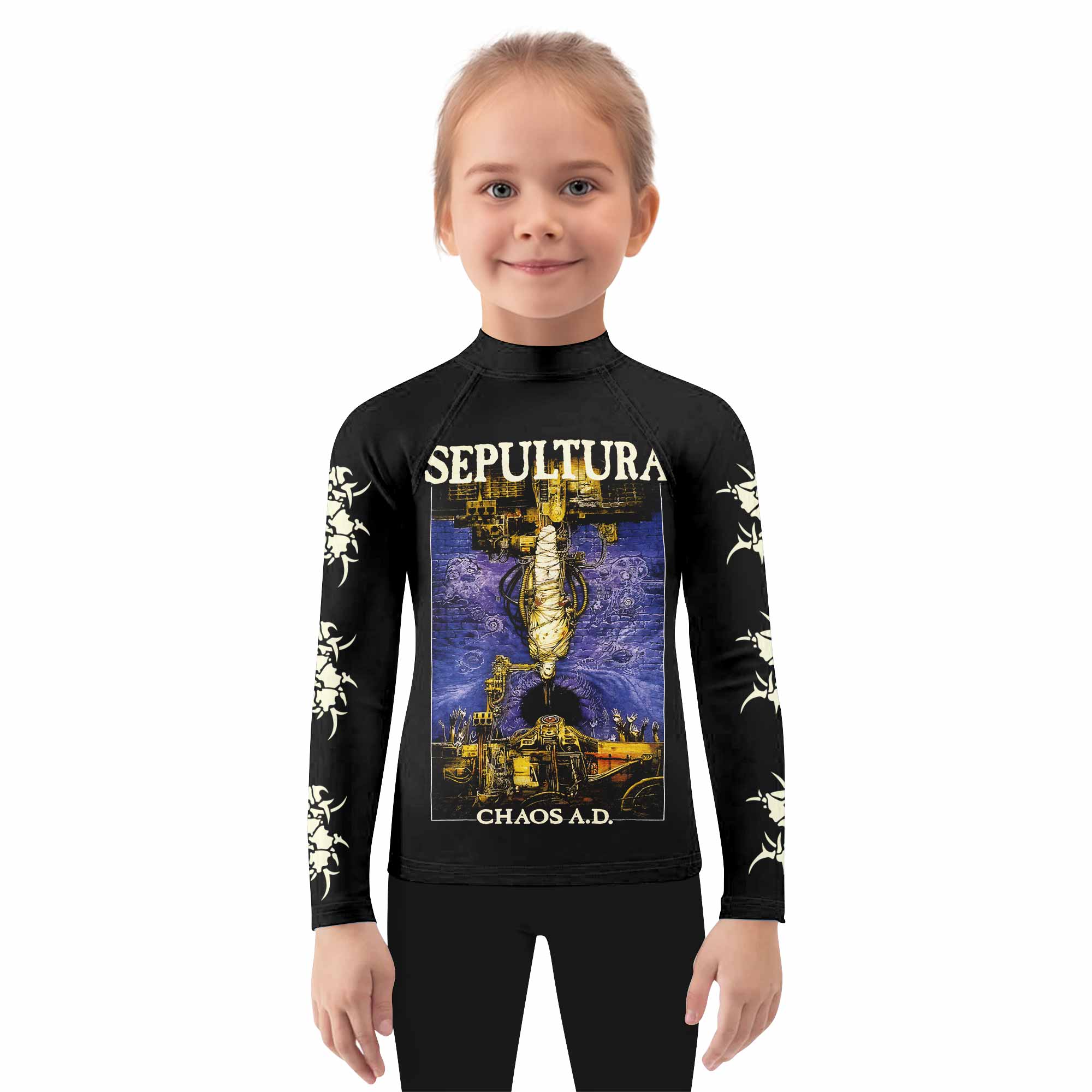 Sepultura Chaos A.D Kids Rash Guard Long Sleeve - girl's lifestyle view