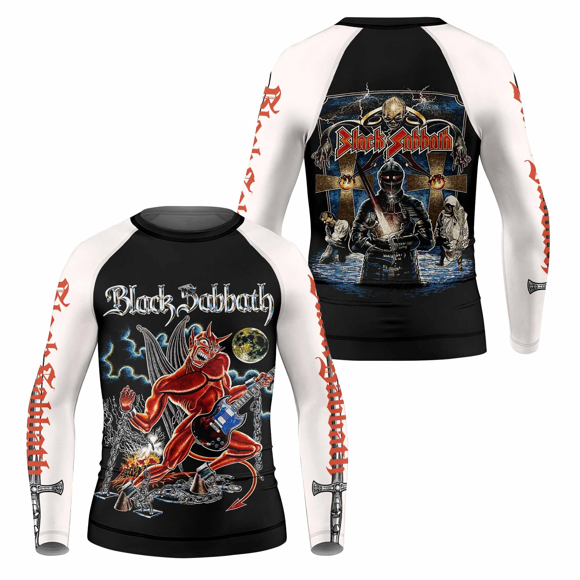 Black Sabbath Live Evil Kids Rash Guard Long Sleeve - front and back view