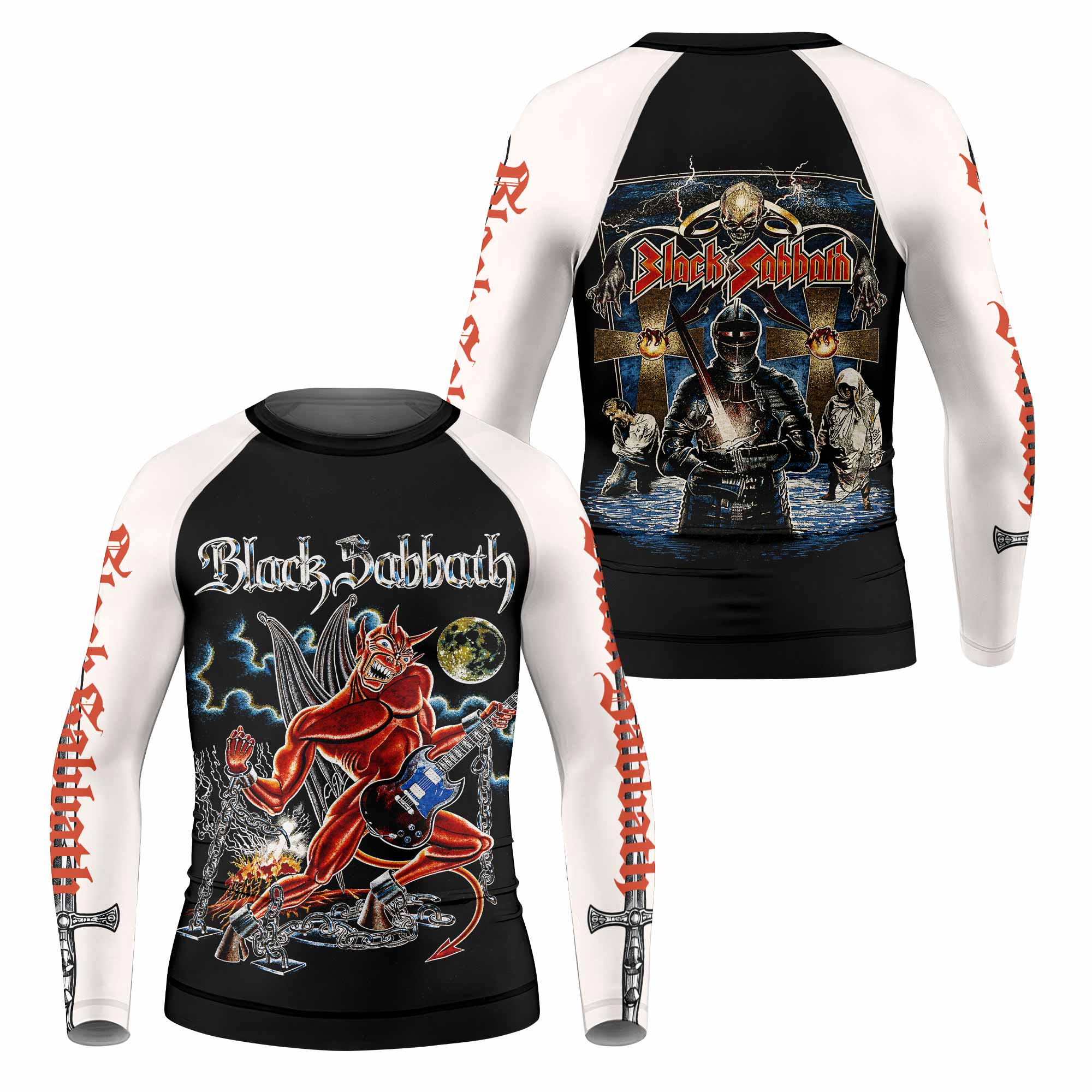 Black Sabbath Live Evil Kids Rash Guard Long Sleeve - front and back view