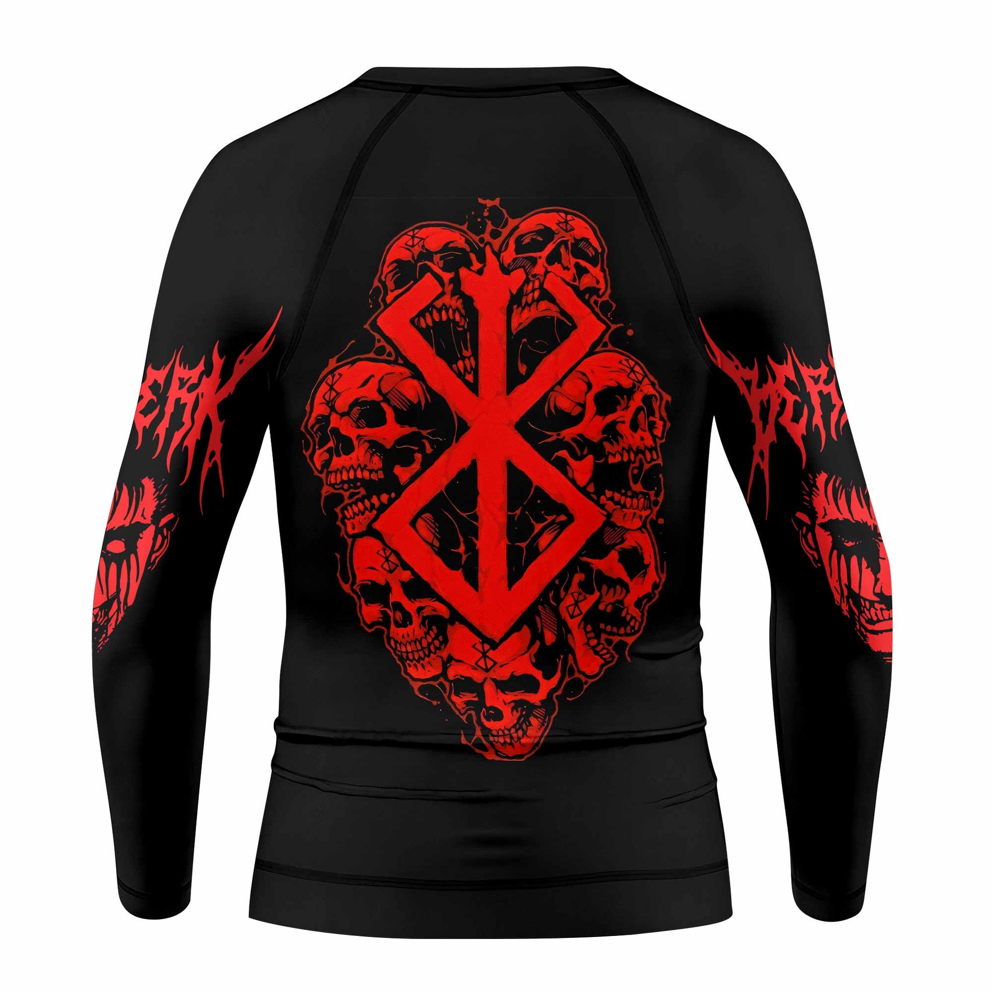 Berserk Metal Skull Knight Kids Rash Guard Long Sleeve - back view mockup