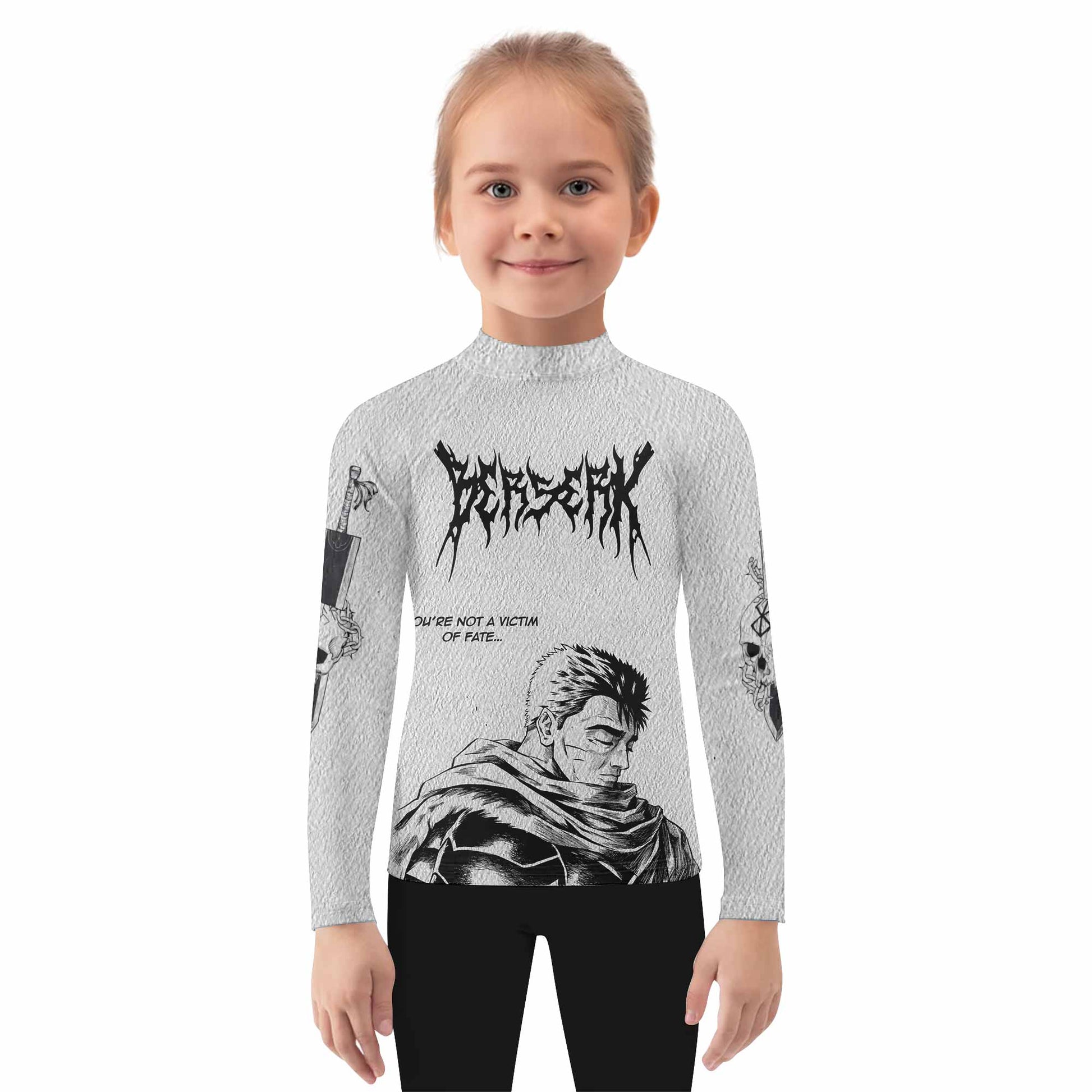 Berserk Metal Guts Kids Rash Guard Long Sleeve - girl's lifestyle view