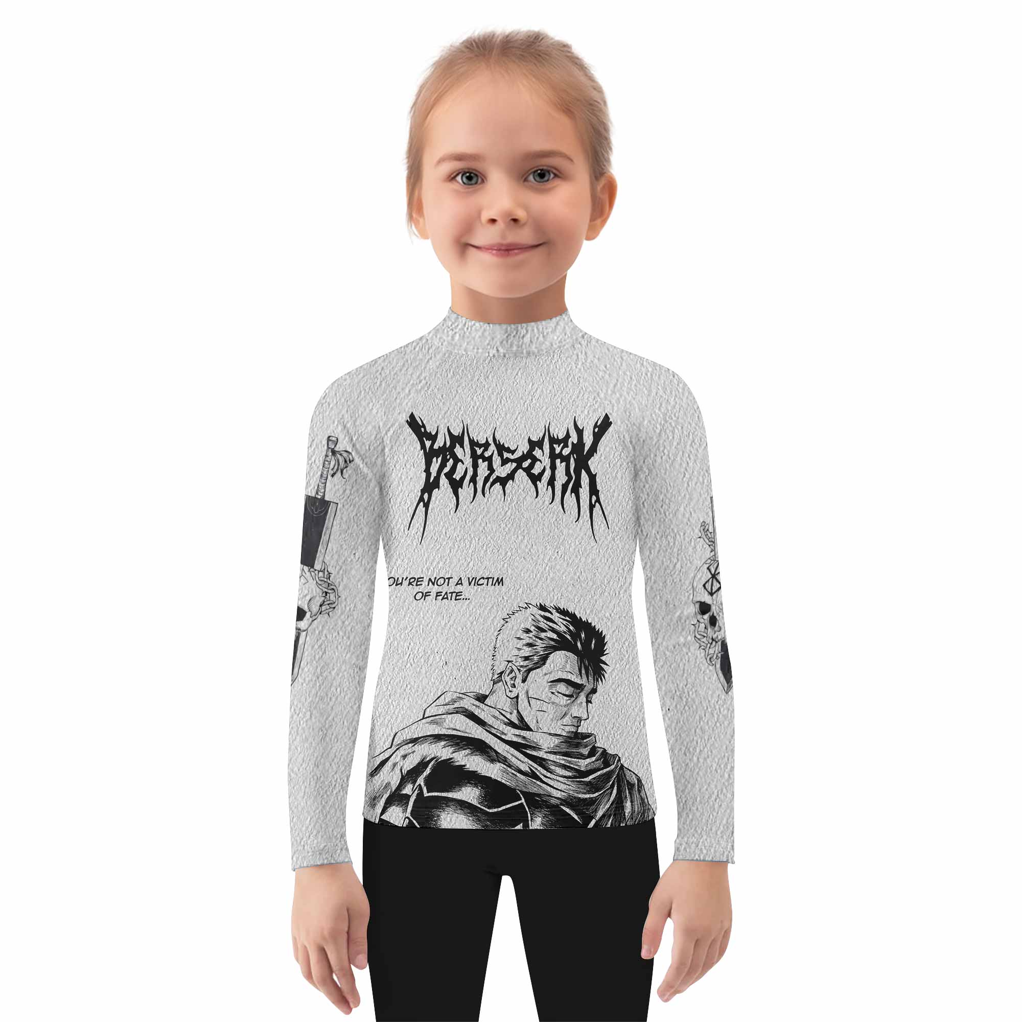 Berserk Metal Guts Kids Rash Guard Long Sleeve - girl's lifestyle view
