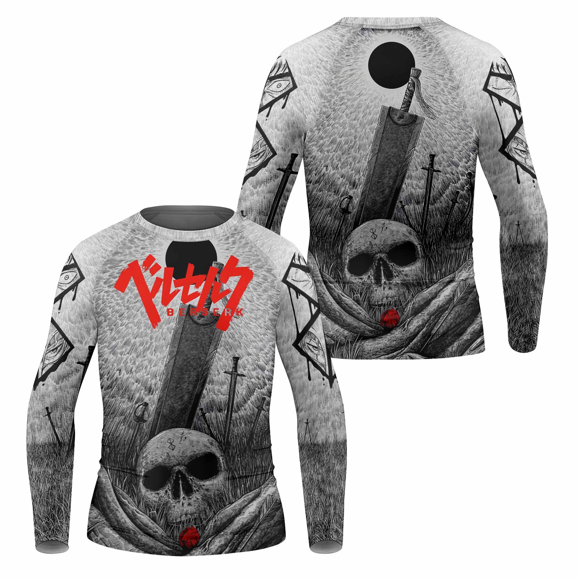 Berserk Eclipse Kids Rash Guard Long Sleeve - front and back view
