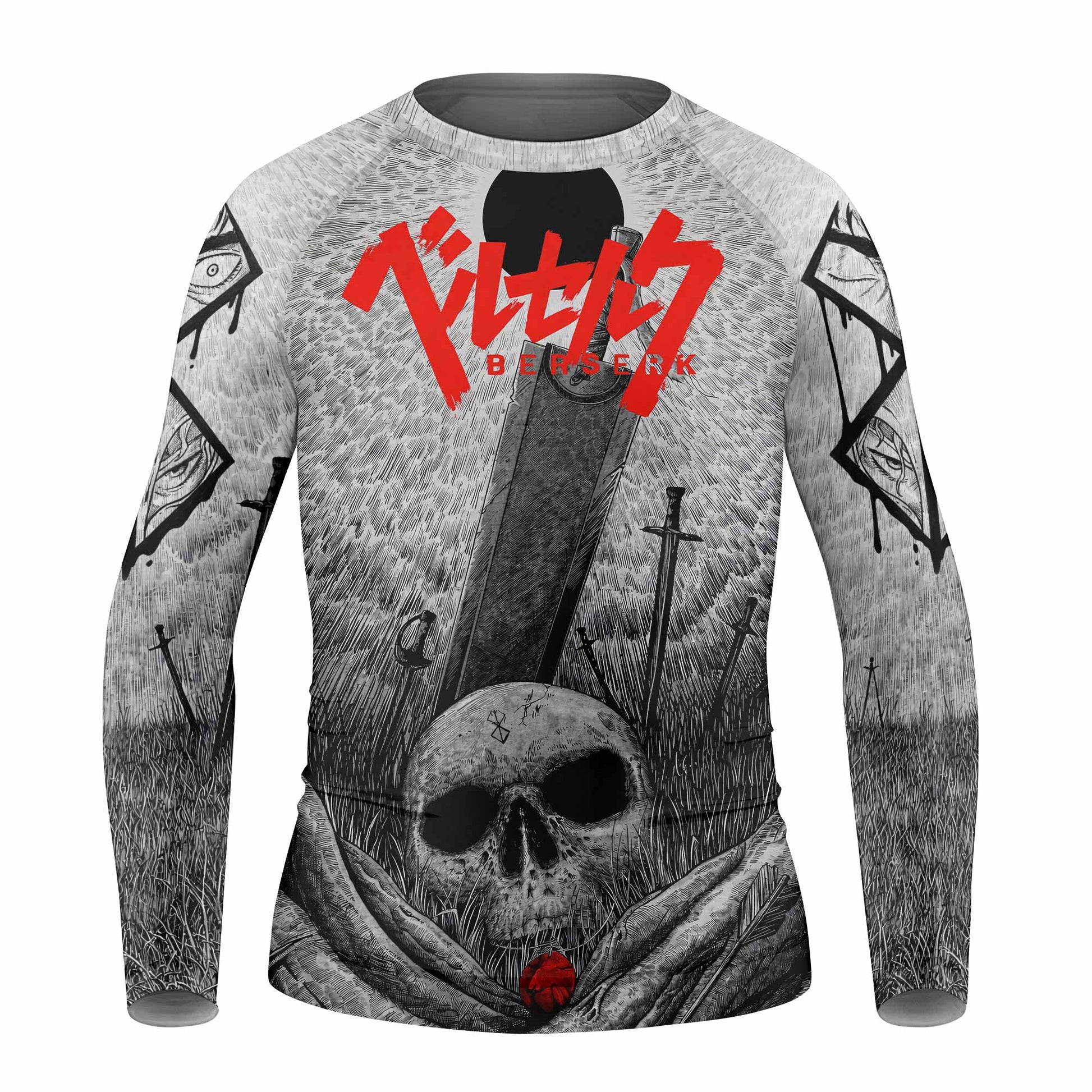 Berserk Eclipse Kids Rash Guard Long Sleeve - front view mockup