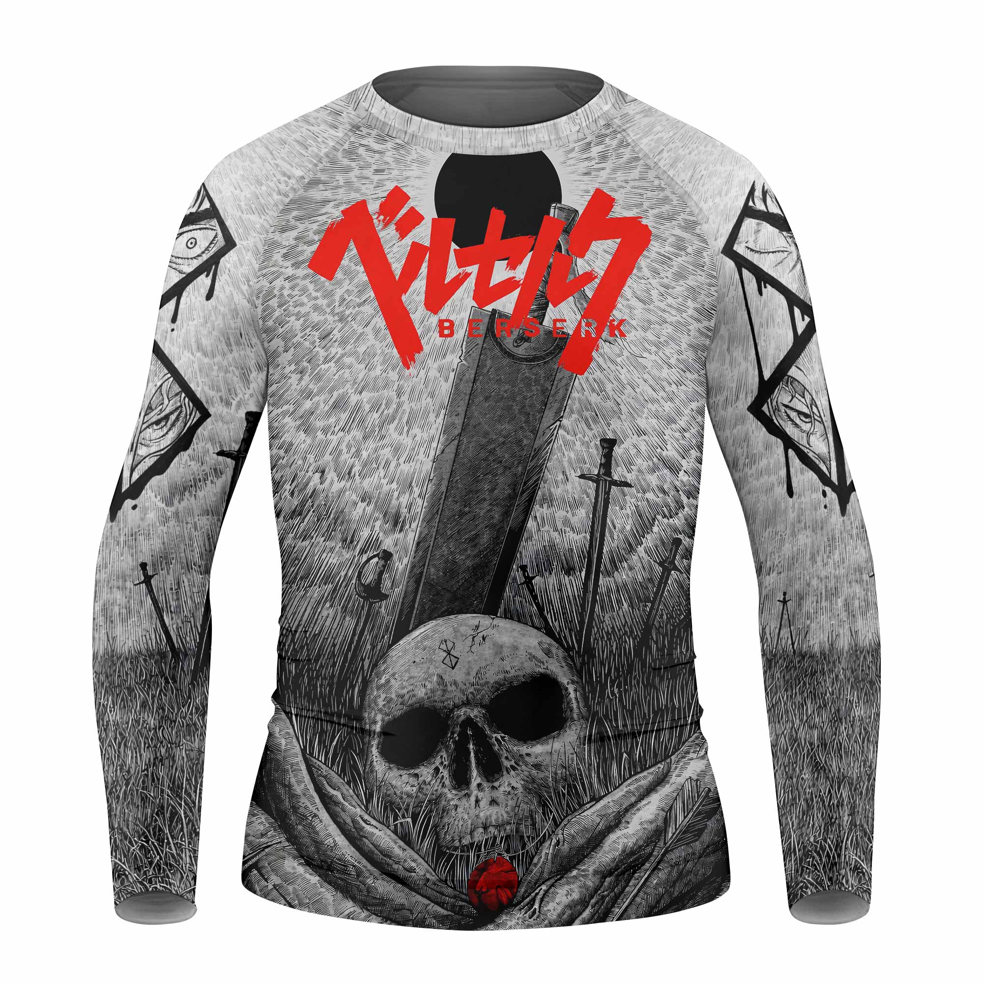 Berserk Eclipse Kids Rash Guard Long Sleeve - front view mockup