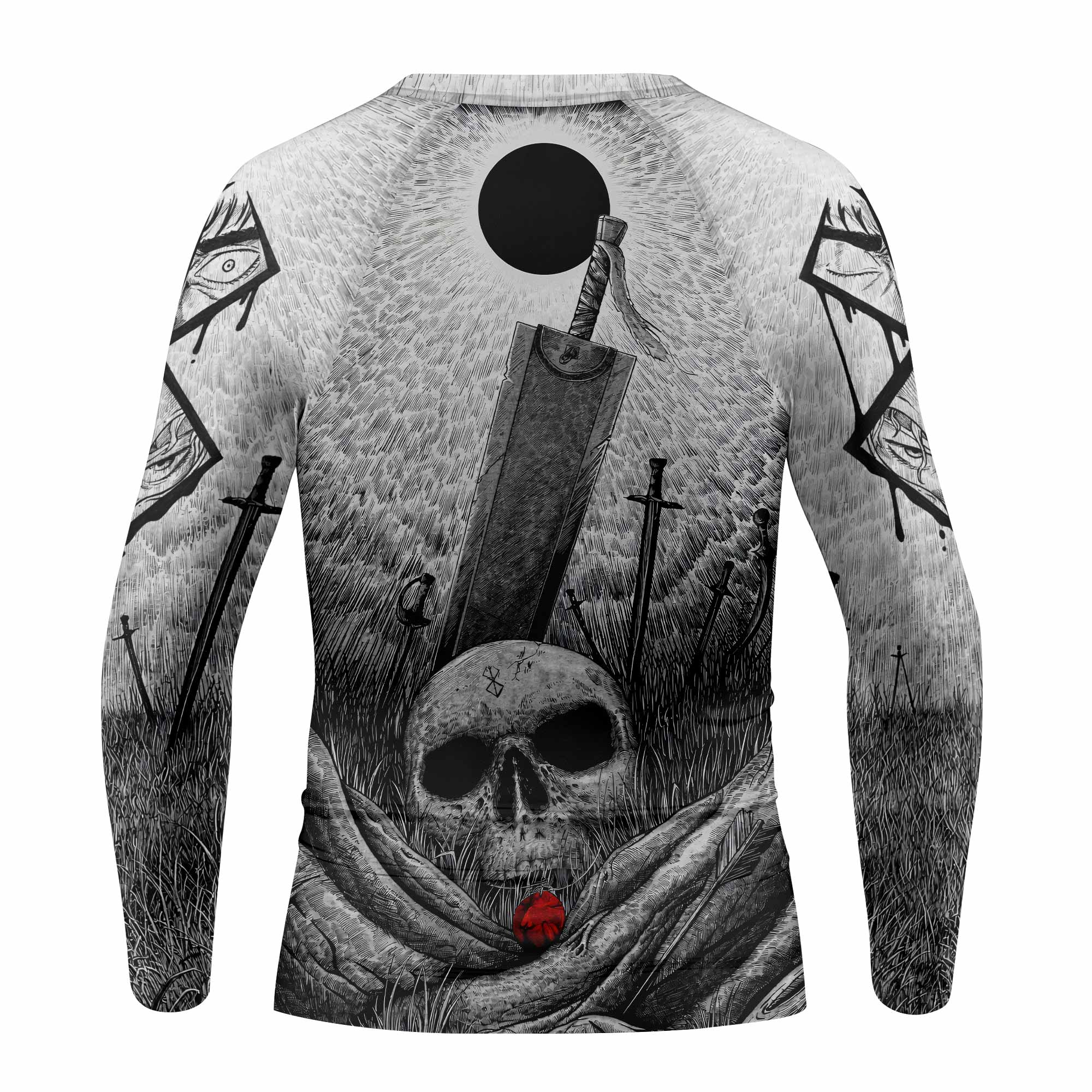 Berserk Eclipse Kids Rash Guard Long Sleeve - back view mockup