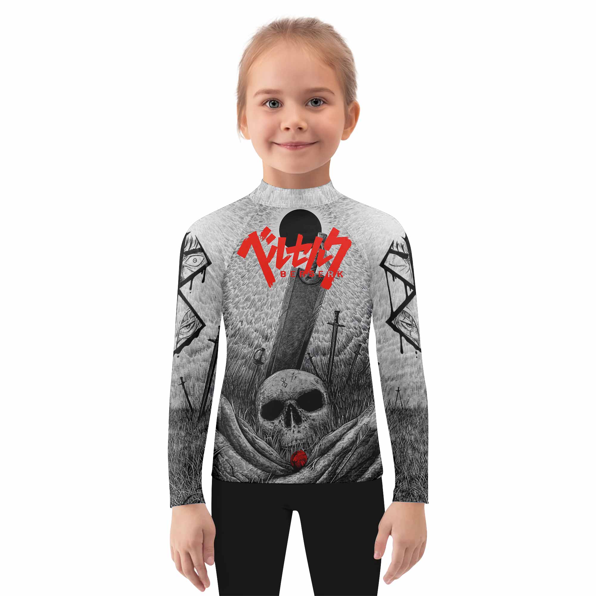 Berserk Eclipse Kids Rash Guard Long Sleeve - girl's lifestyle view