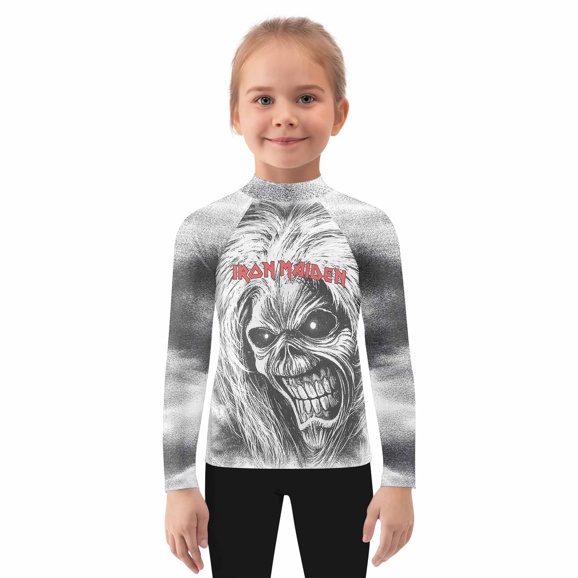 Iron Maiden Killers Kids Rash Guard Long Sleeve - girl's lifestyle view