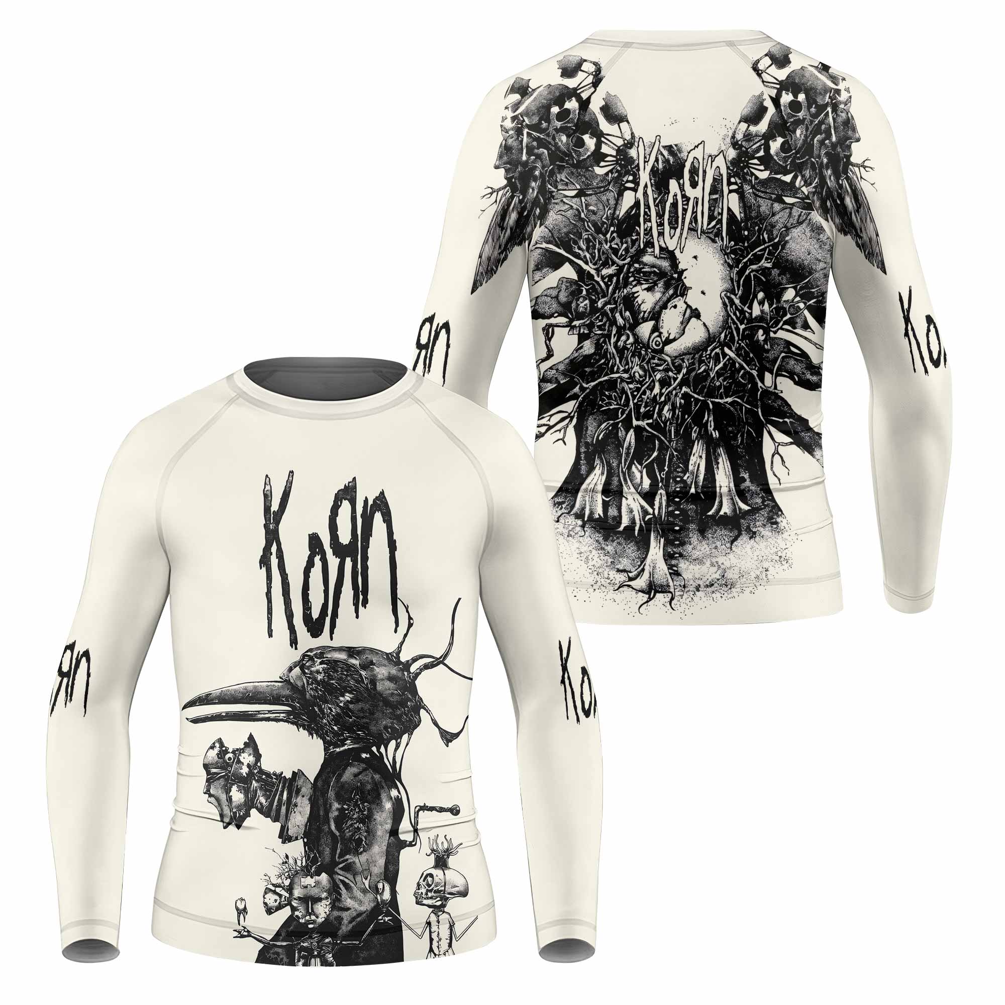 Korn Eye Of Heart Kids Rash Guard Long Sleeve - front and back view