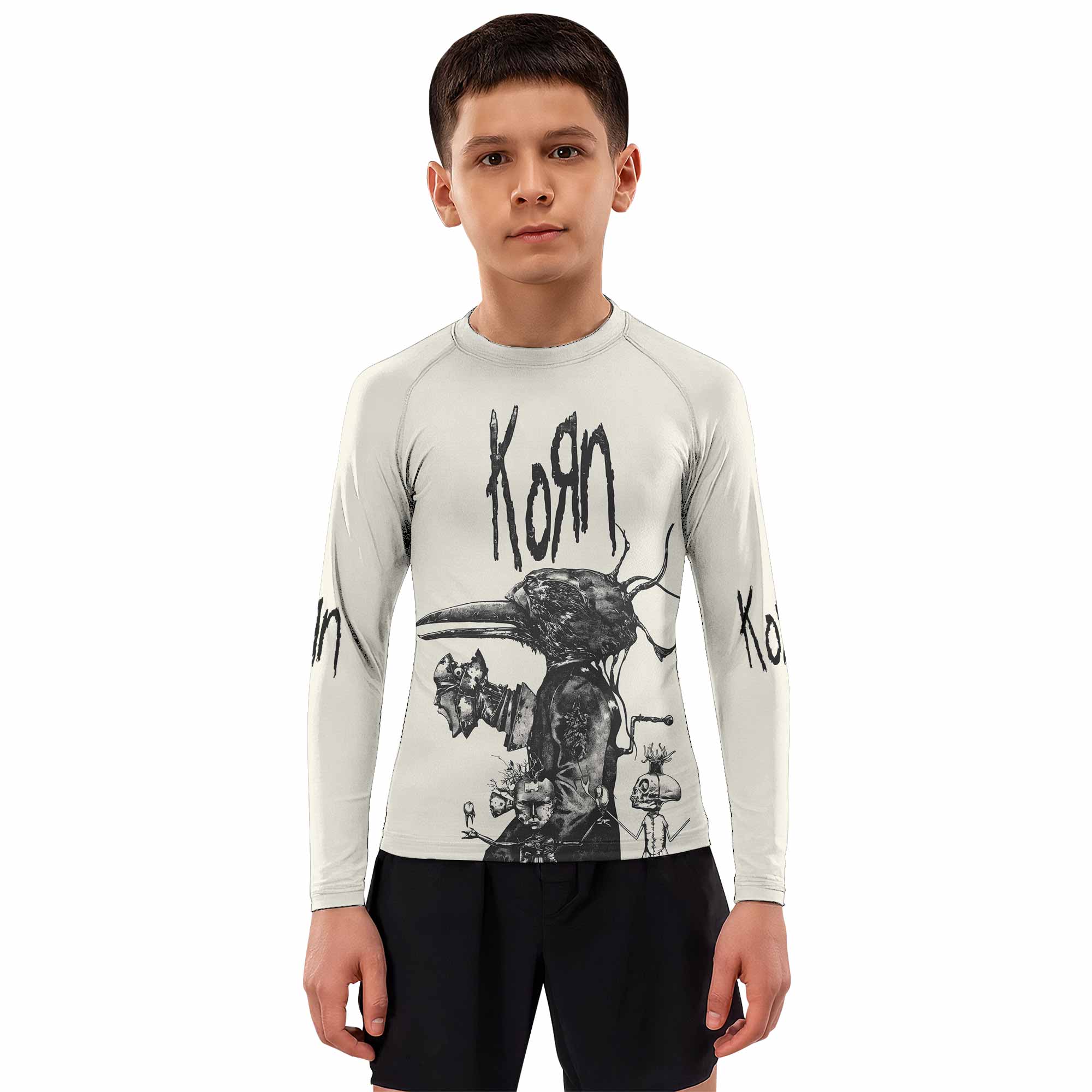 Korn Eye Of Heart Kids Rash Guard Long Sleeve - boy's lifestyle view