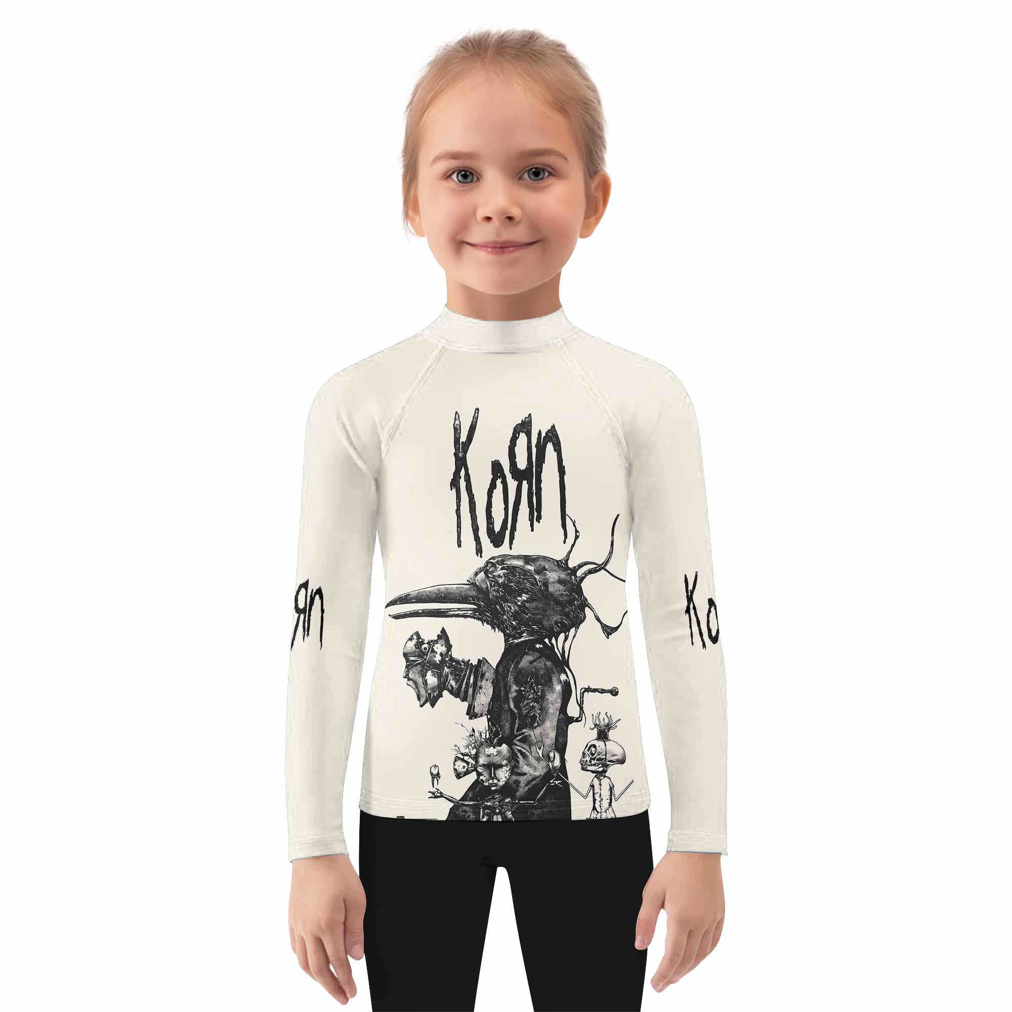 Korn Eye Of Heart Kids Rash Guard Long Sleeve - girl's lifestyle view