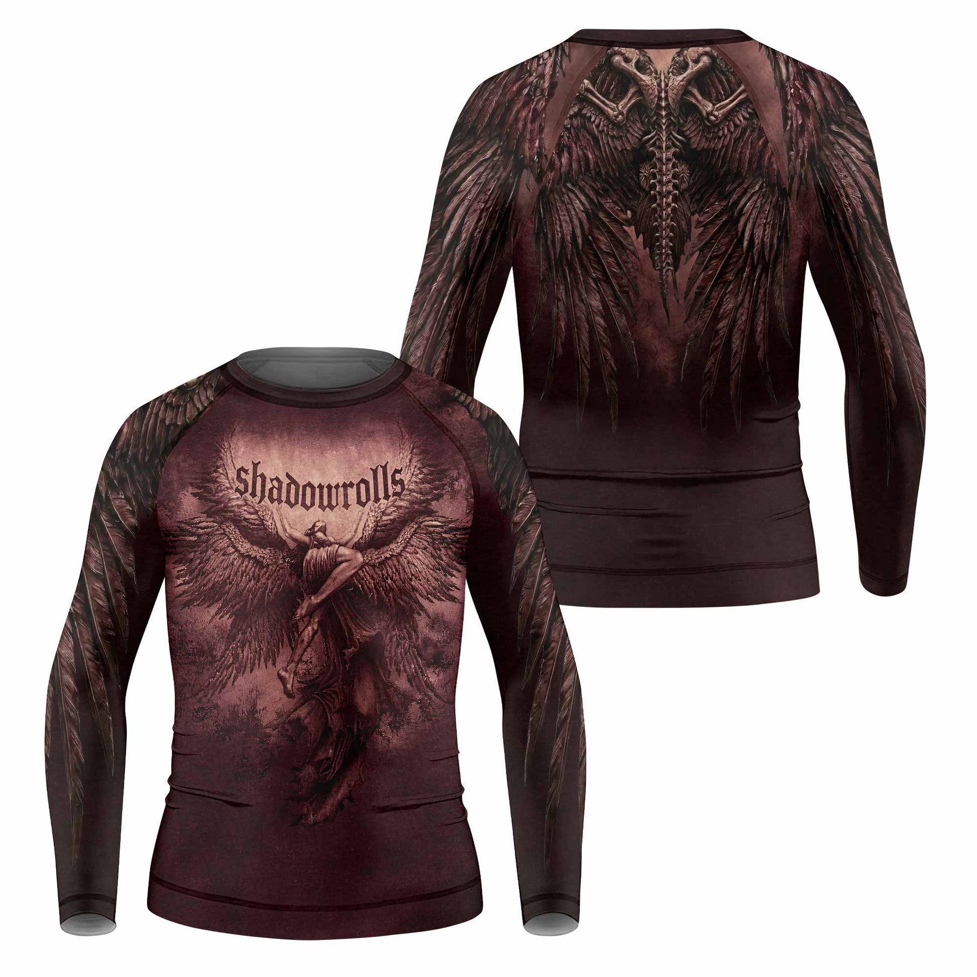 Bones of Grace Dark Angel Kids Rash Guard Long Sleeve - front and back view