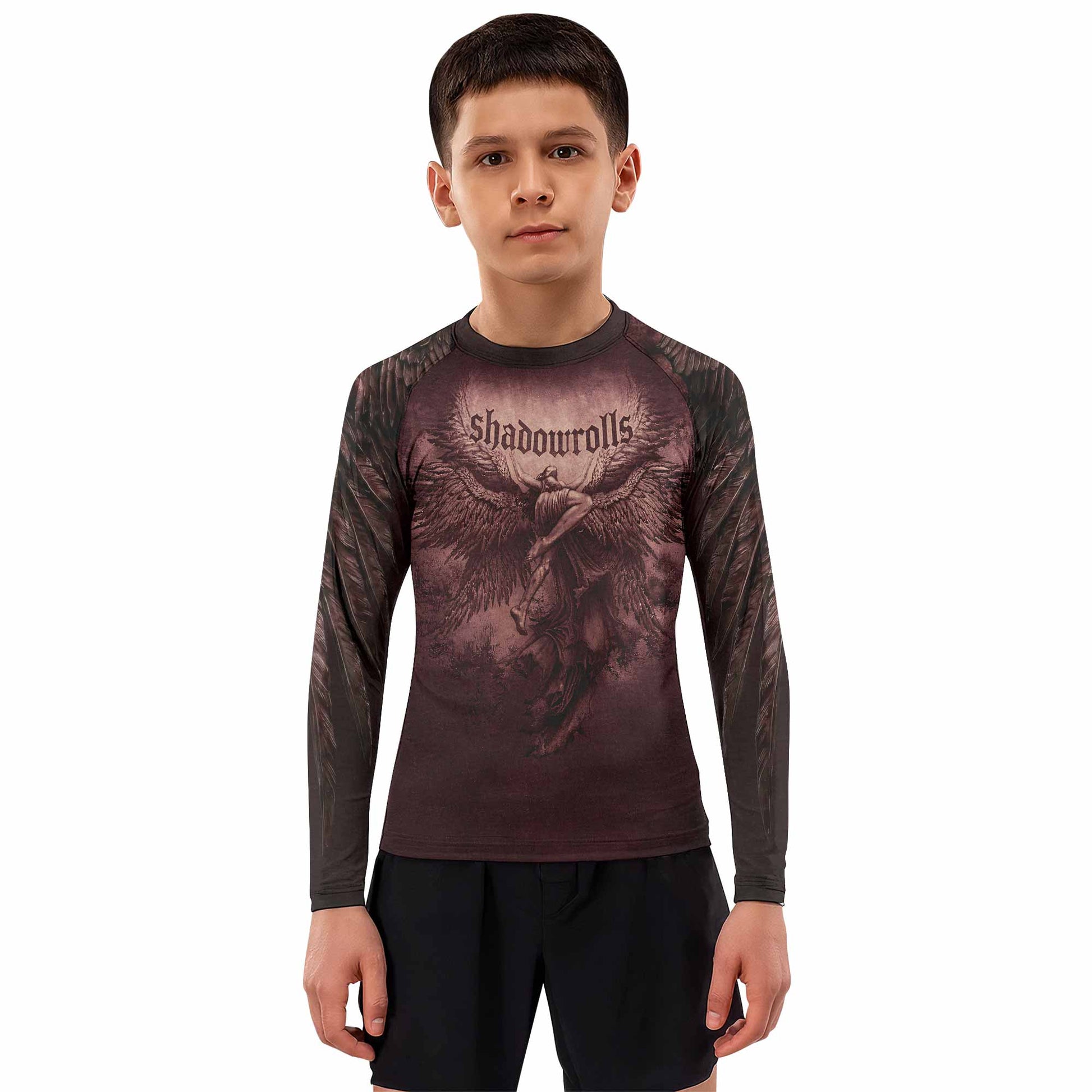 Bones of Grace Dark Angel Kids Rash Guard Long Sleeve - boy's lifestyle view