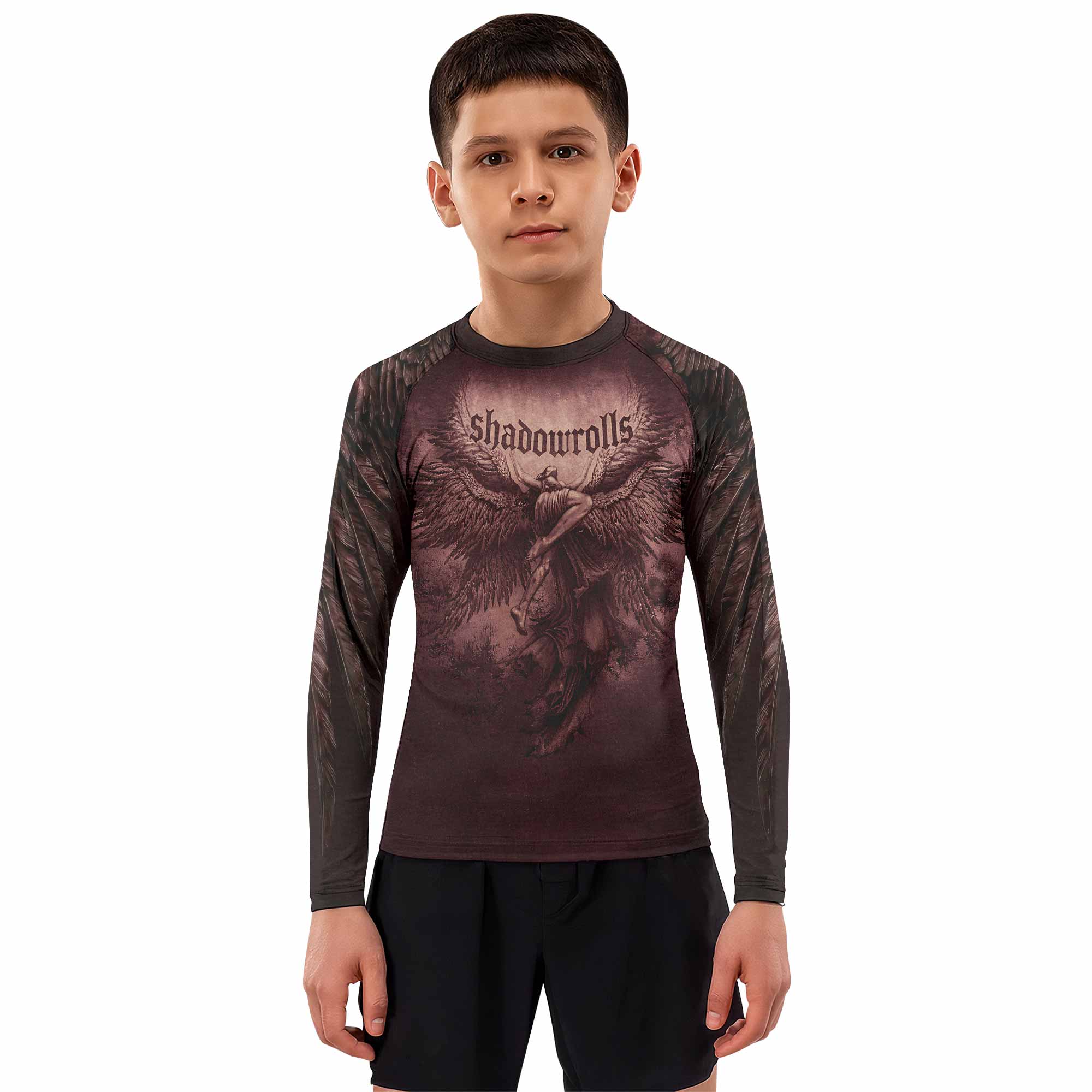 Bones of Grace Dark Angel Kids Rash Guard Long Sleeve - boy's lifestyle view