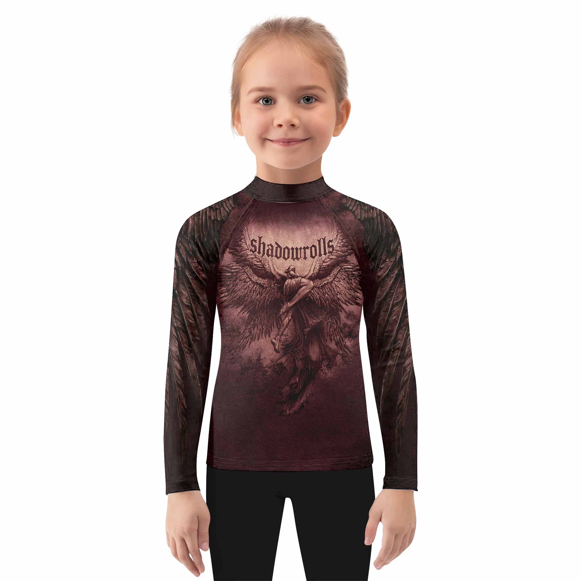 Bones of Grace Dark Angel Kids Rash Guard Long Sleeve - girl's lifestyle view