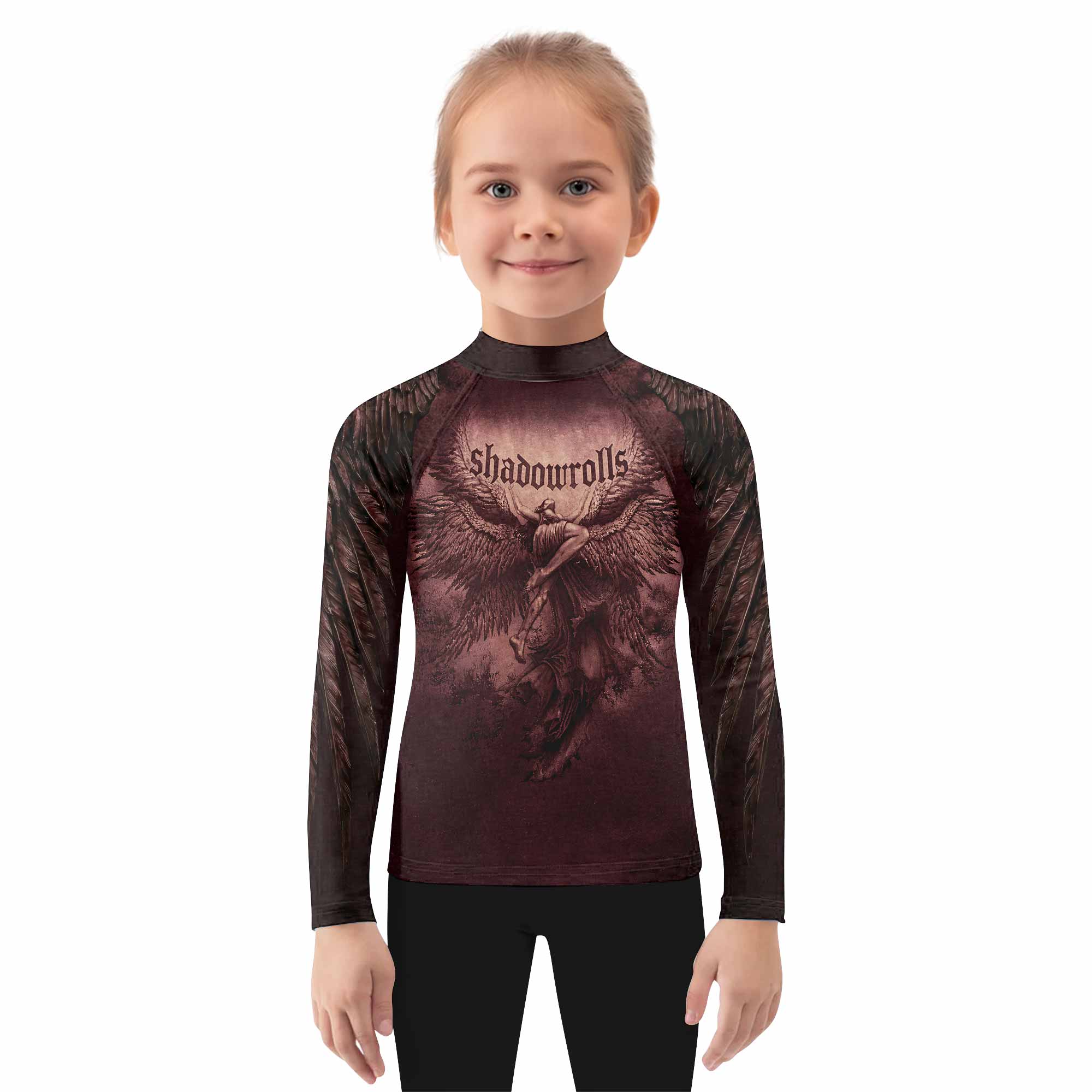 Bones of Grace Dark Angel Kids Rash Guard Long Sleeve - girl's lifestyle view