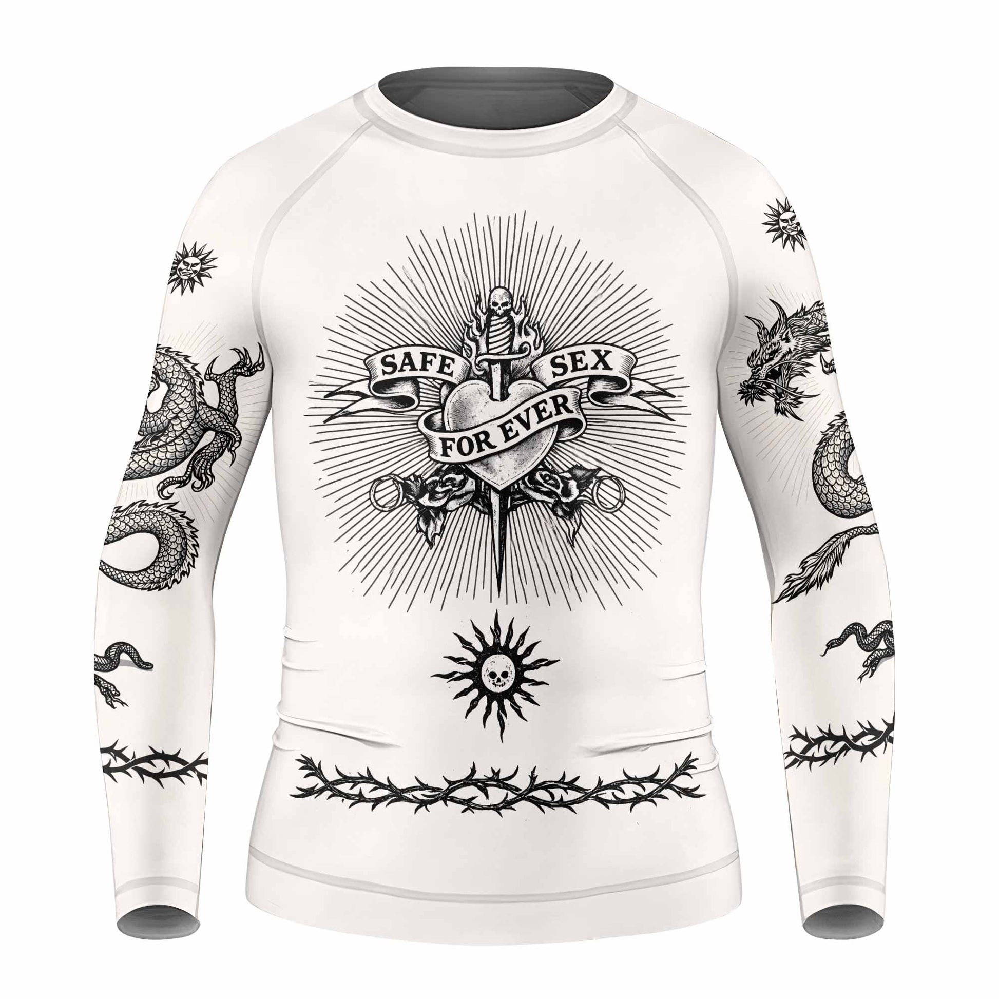 Dragon Tattoo Kids Rash Guard Long Sleeve - front view mockup