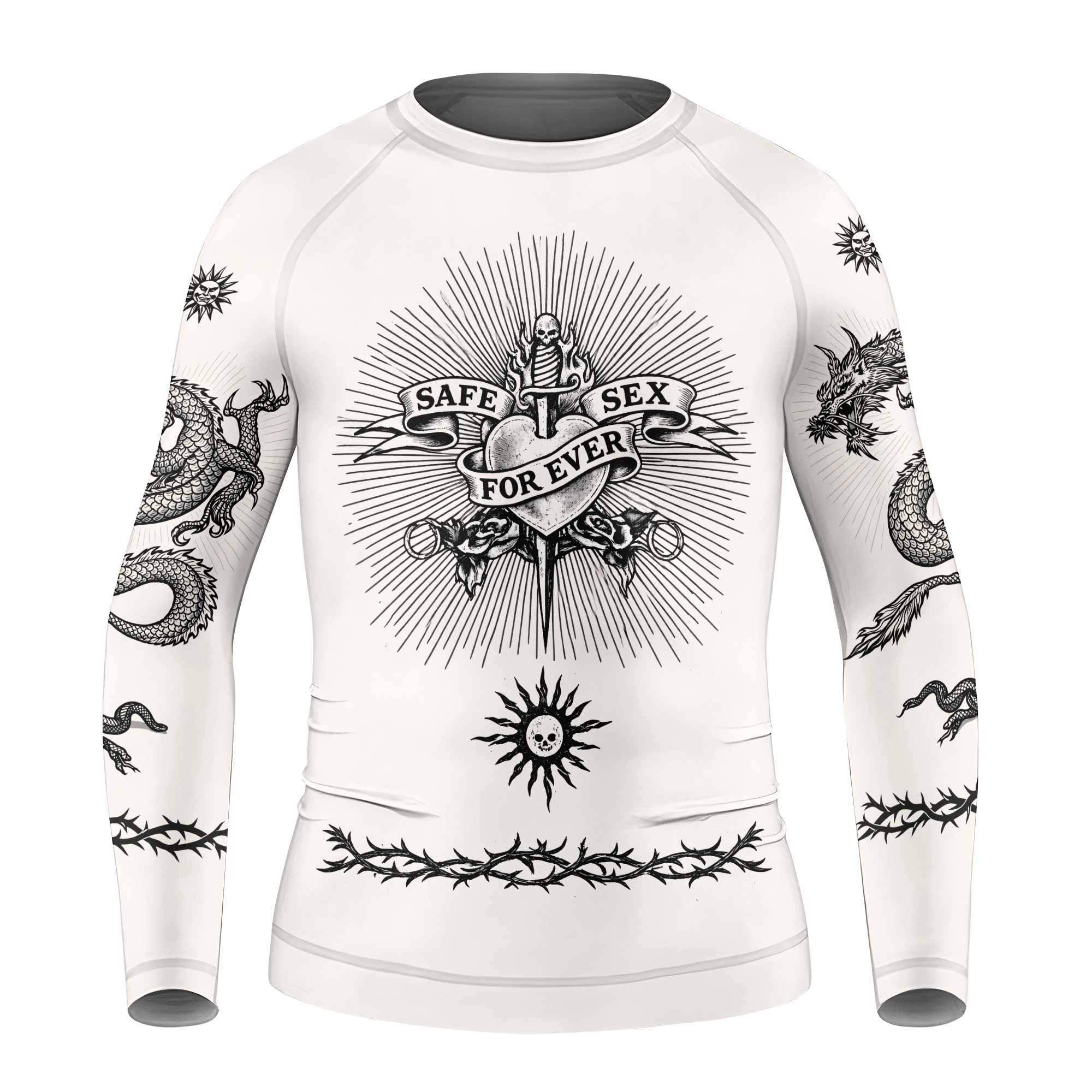 Dragon Tattoo Kids Rash Guard Long Sleeve - front view mockup