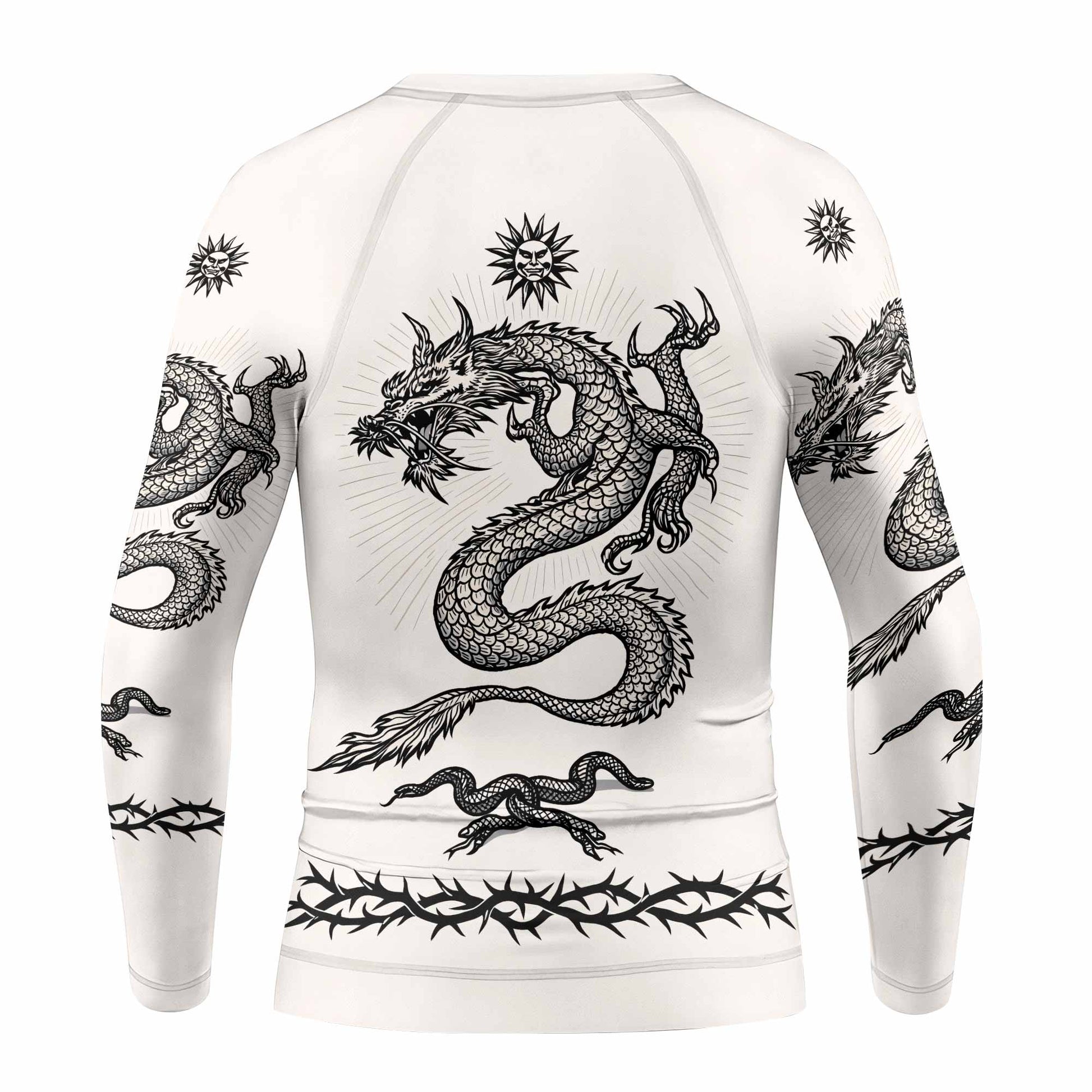 Dragon Tattoo Kids Rash Guard Long Sleeve - back view mockup
