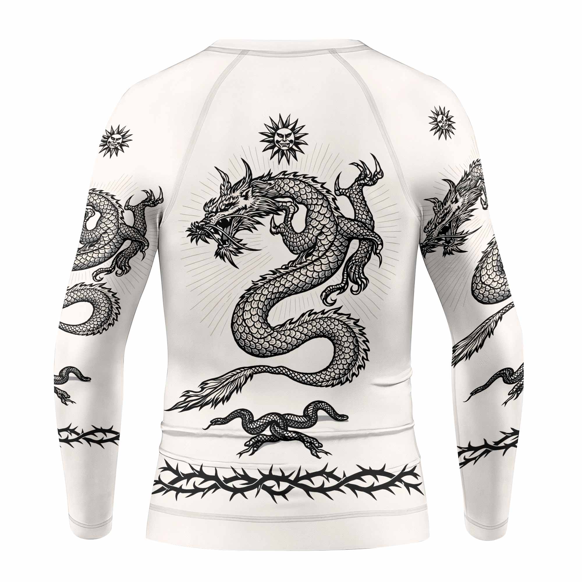 Dragon Tattoo Kids Rash Guard Long Sleeve - back view mockup