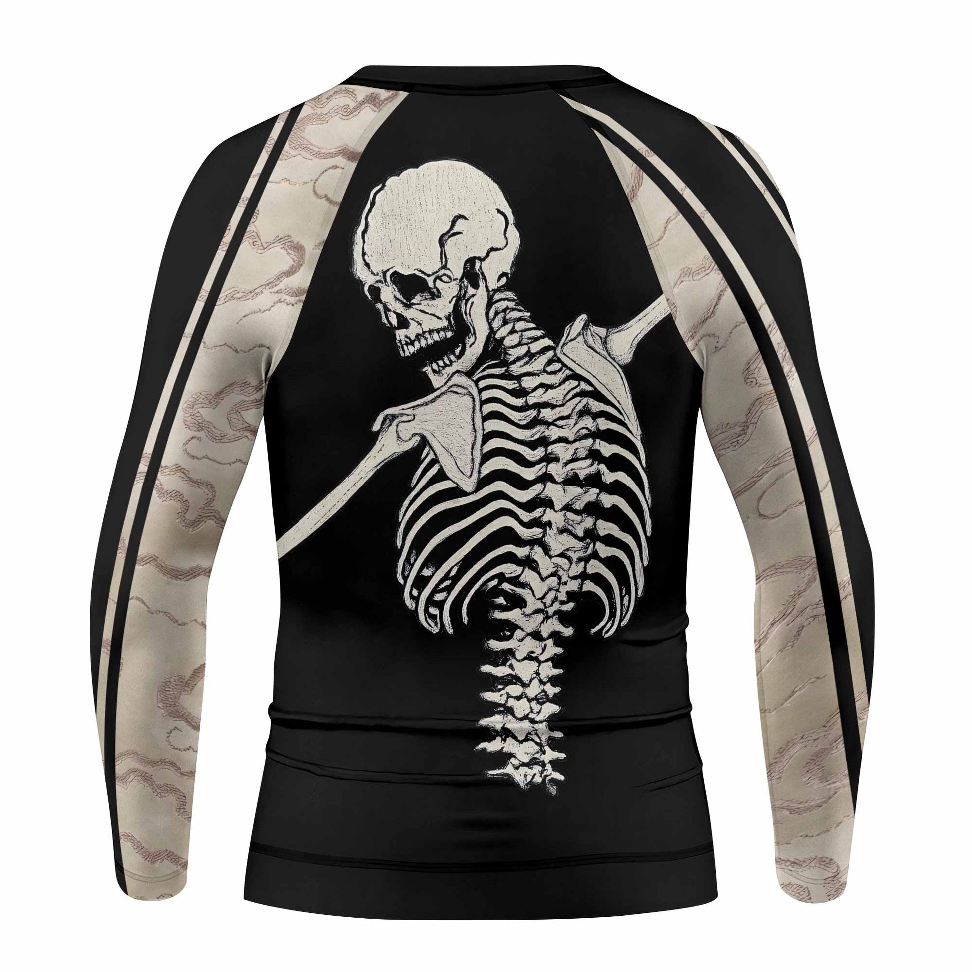 Bare Bones Skeleton Kids Rash Guard Long Sleeve - back view mockup