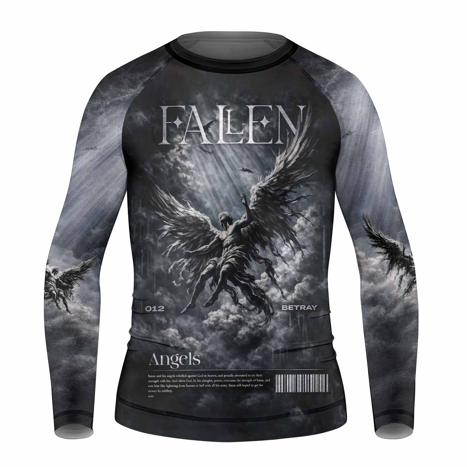 Fallen Angels Kids Rash Guard Long Sleeve - front view mockup