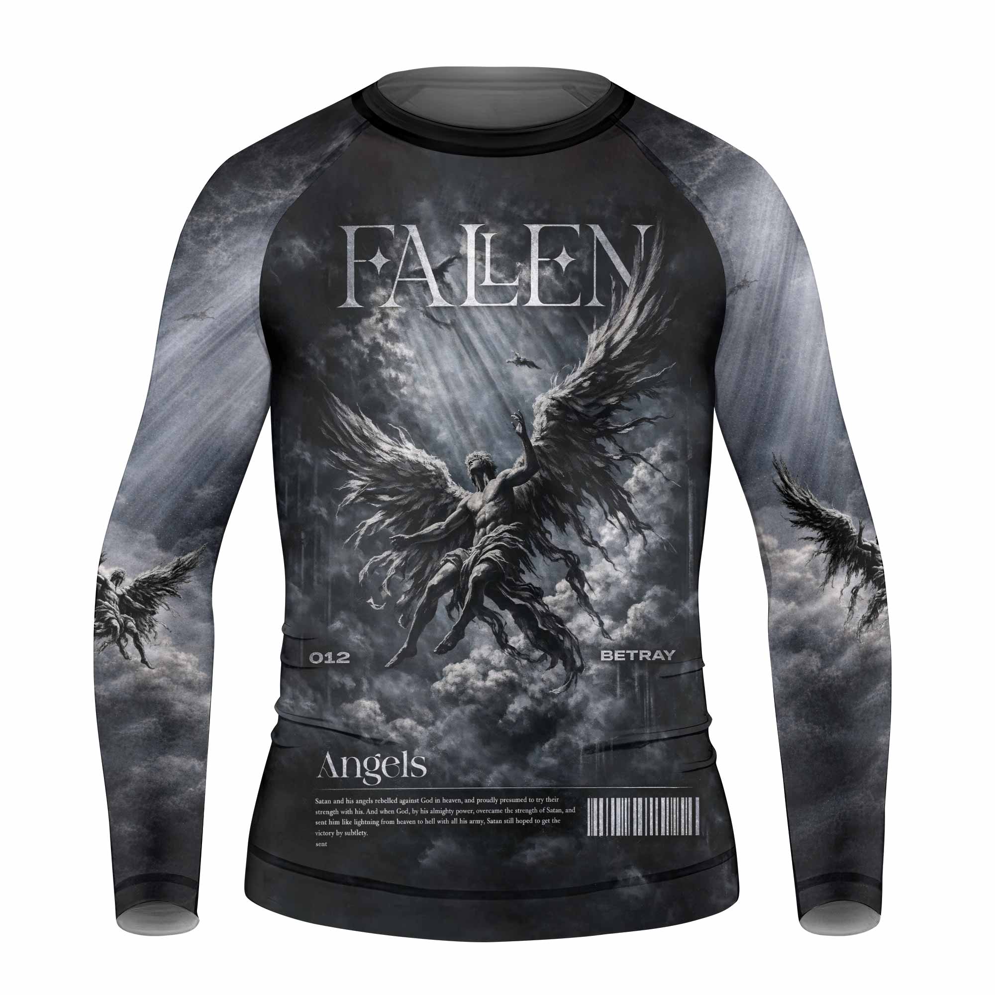 Fallen Angels Kids Rash Guard Long Sleeve - front view mockup