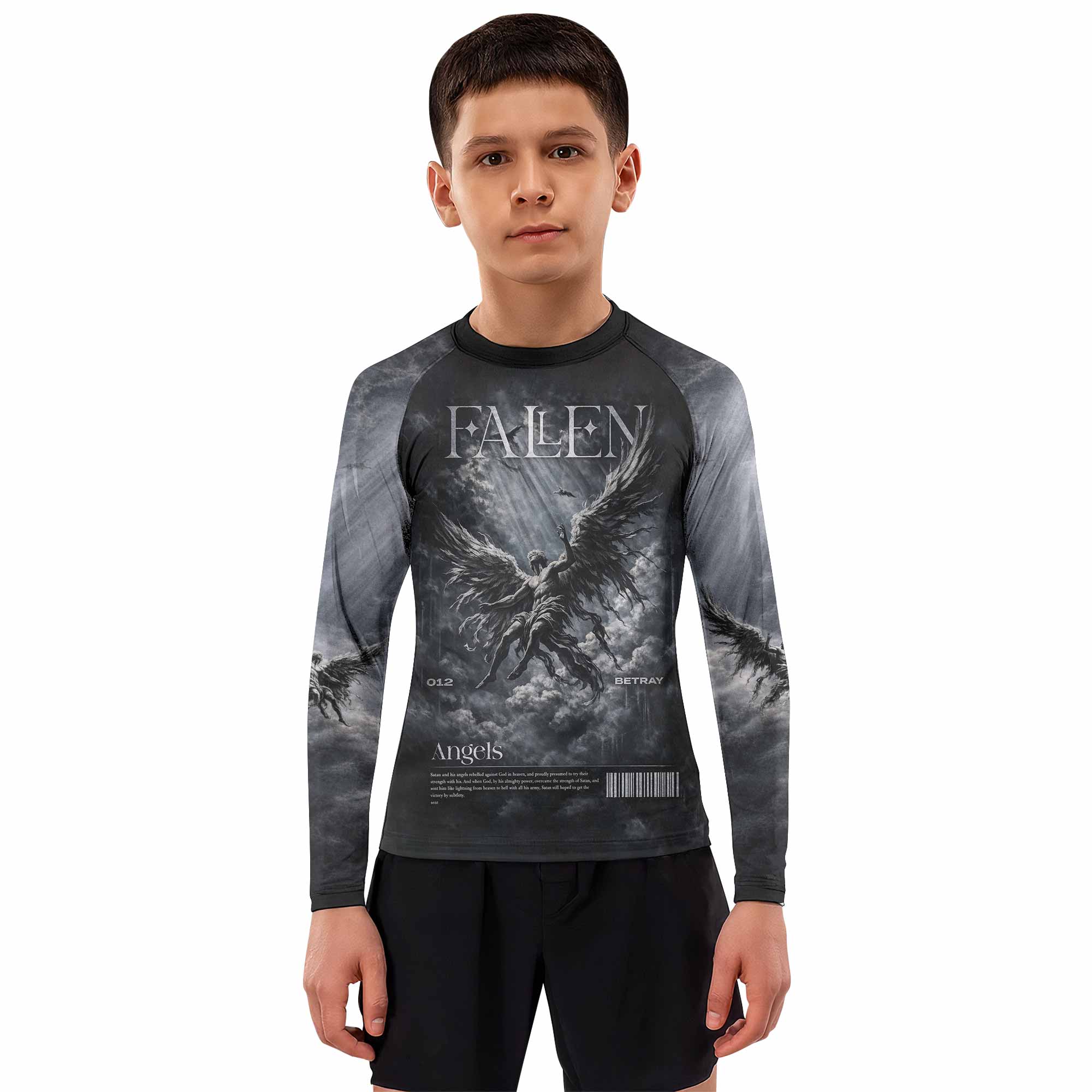 Fallen Angels Kids Rash Guard Long Sleeve - boy's lifestyle view