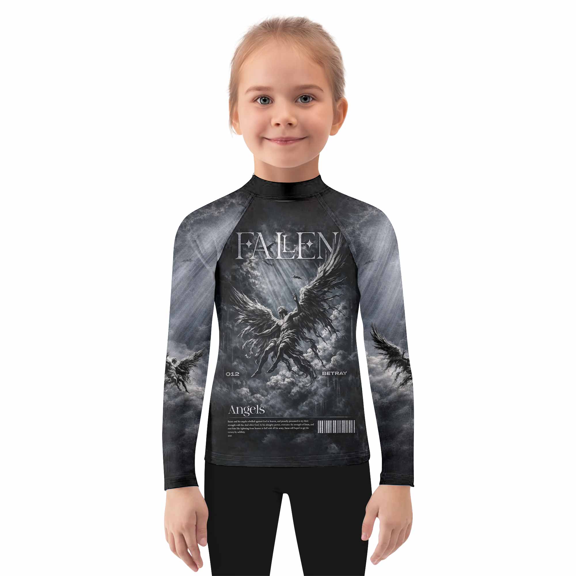 Fallen Angels Kids Rash Guard Long Sleeve - girl's lifestyle view
