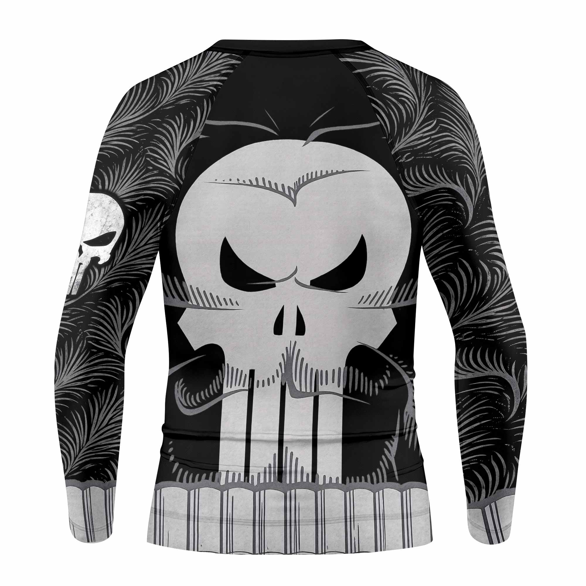 Punisher Skull Tactical Kids Rash Guard Long Sleeve - back view mockup