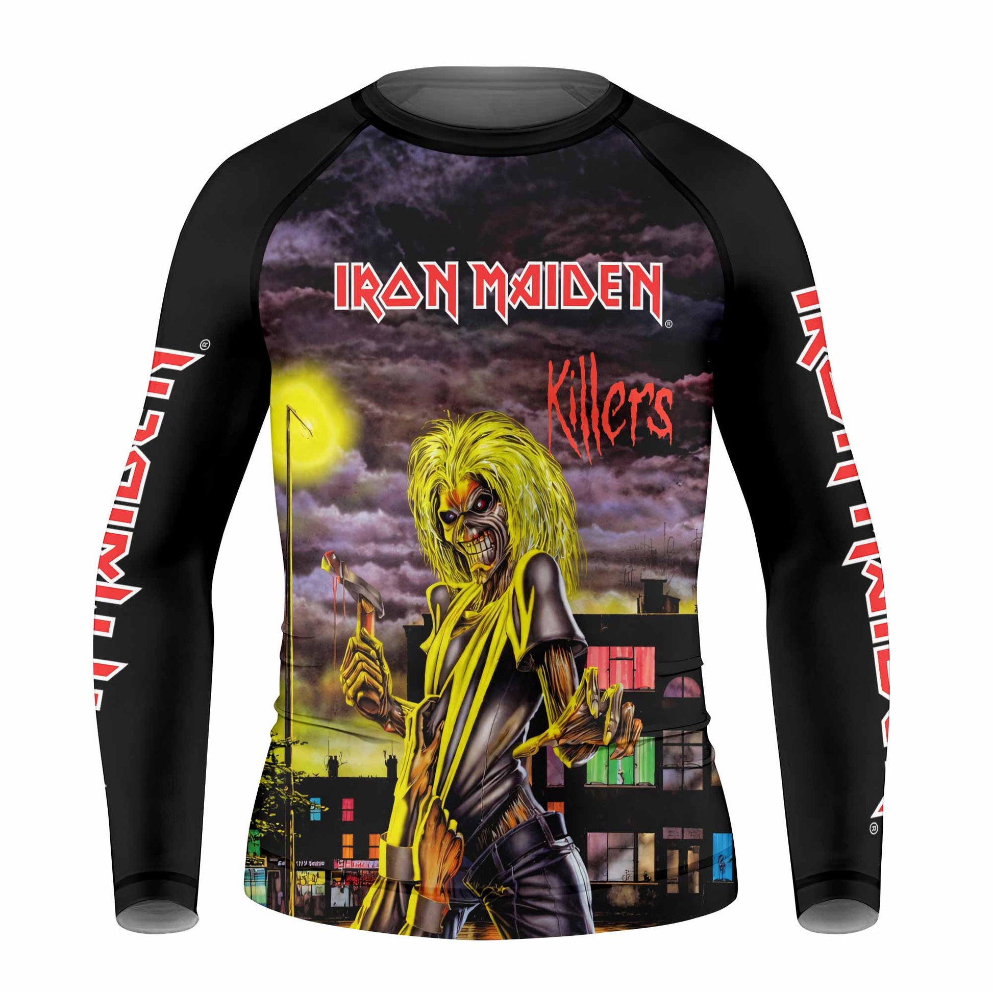 Killers Iron Maiden Kids Rash Guard Long Sleeve - front view mockup
