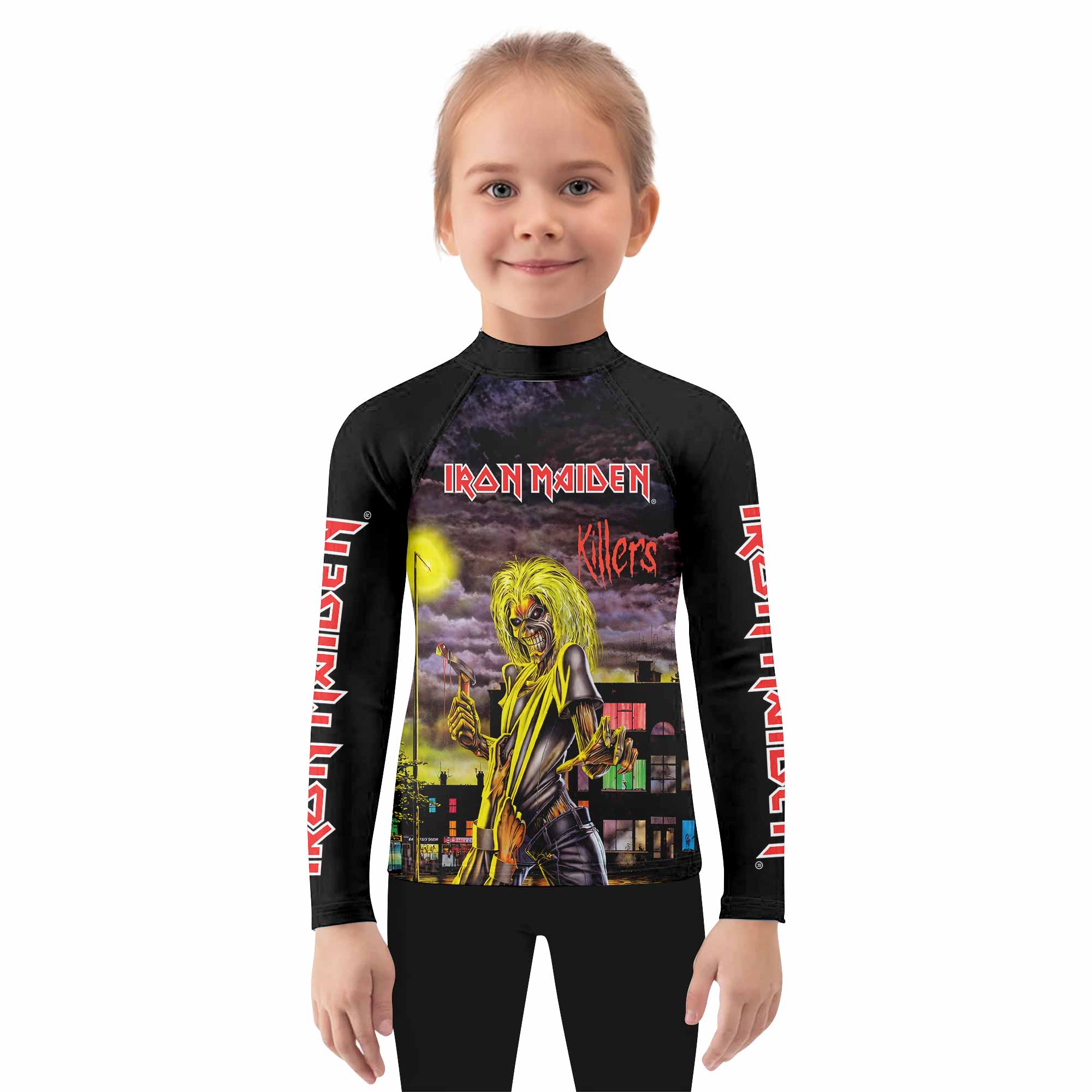 Killers Iron Maiden Kids Rash Guard Long Sleeve - girl's lifestyle view