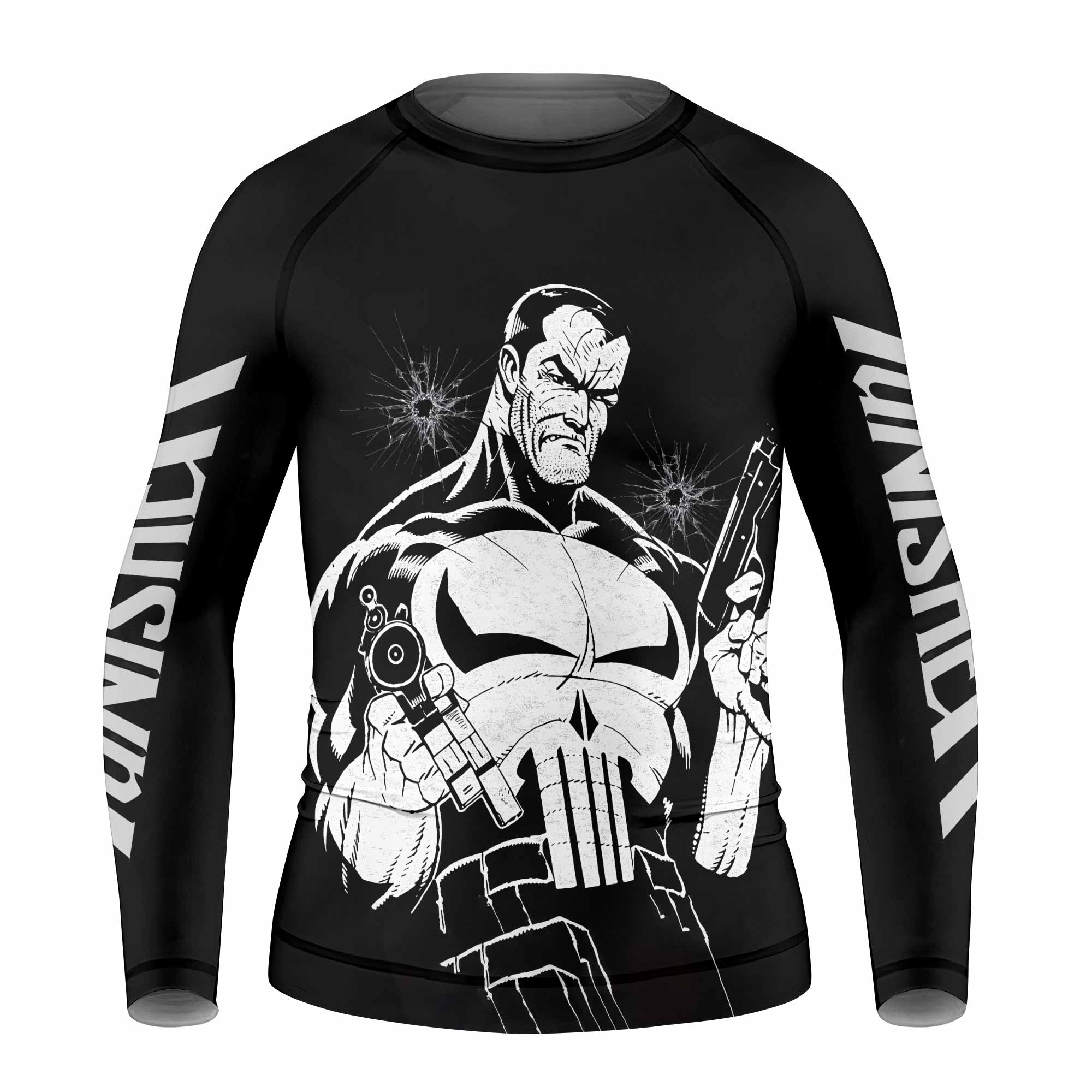 The Punisher Comic Frank Castle Kids Rash Guard Long Sleeve - front view mockup