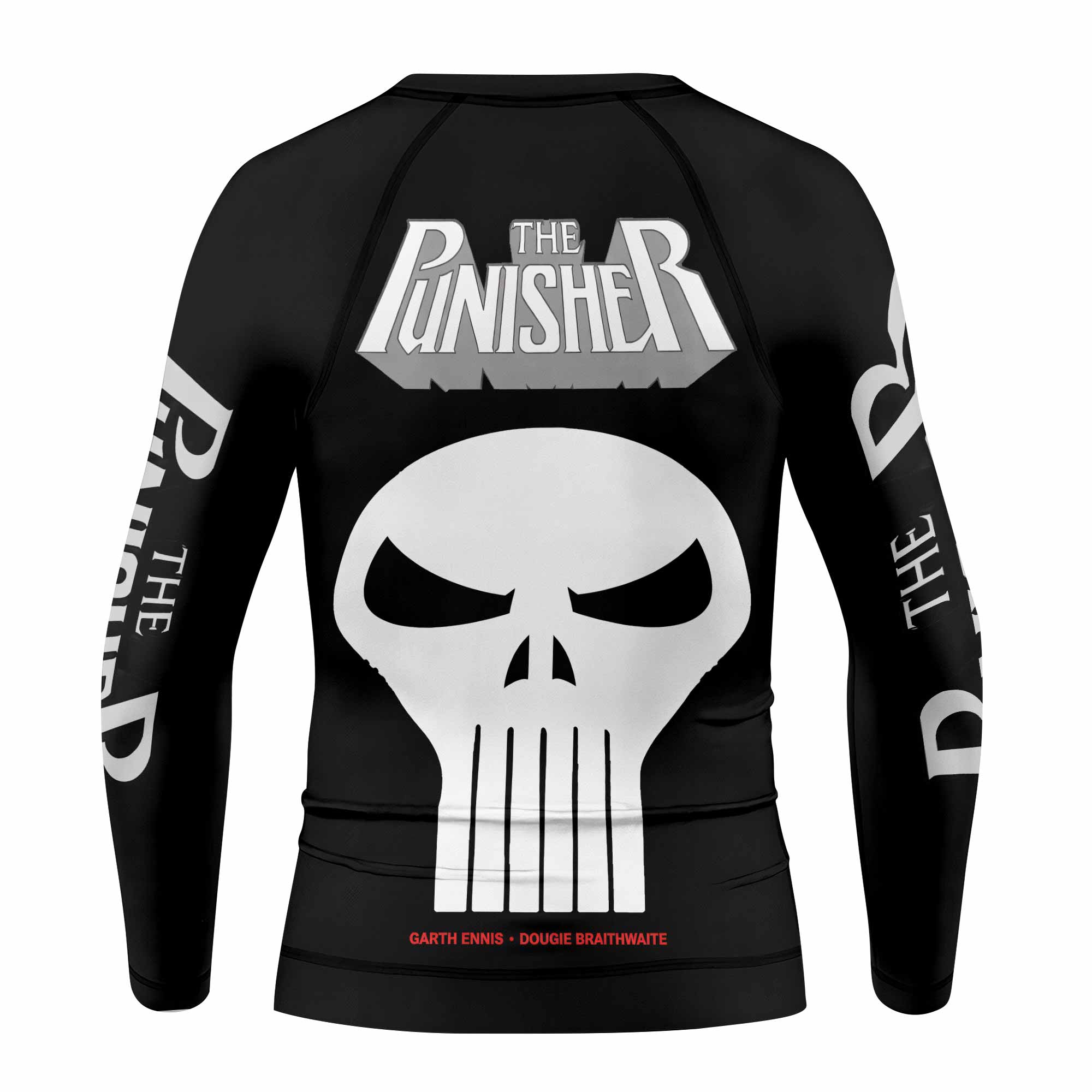 The Punisher Comic Frank Castle Kids Rash Guard Long Sleeve - back view mockup