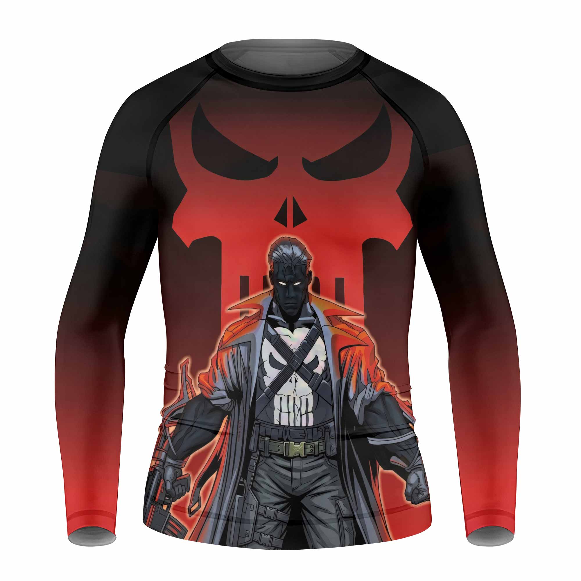The Punisher Red Frank Castle Kids Rash Guard Long Sleeve - front view mockup
