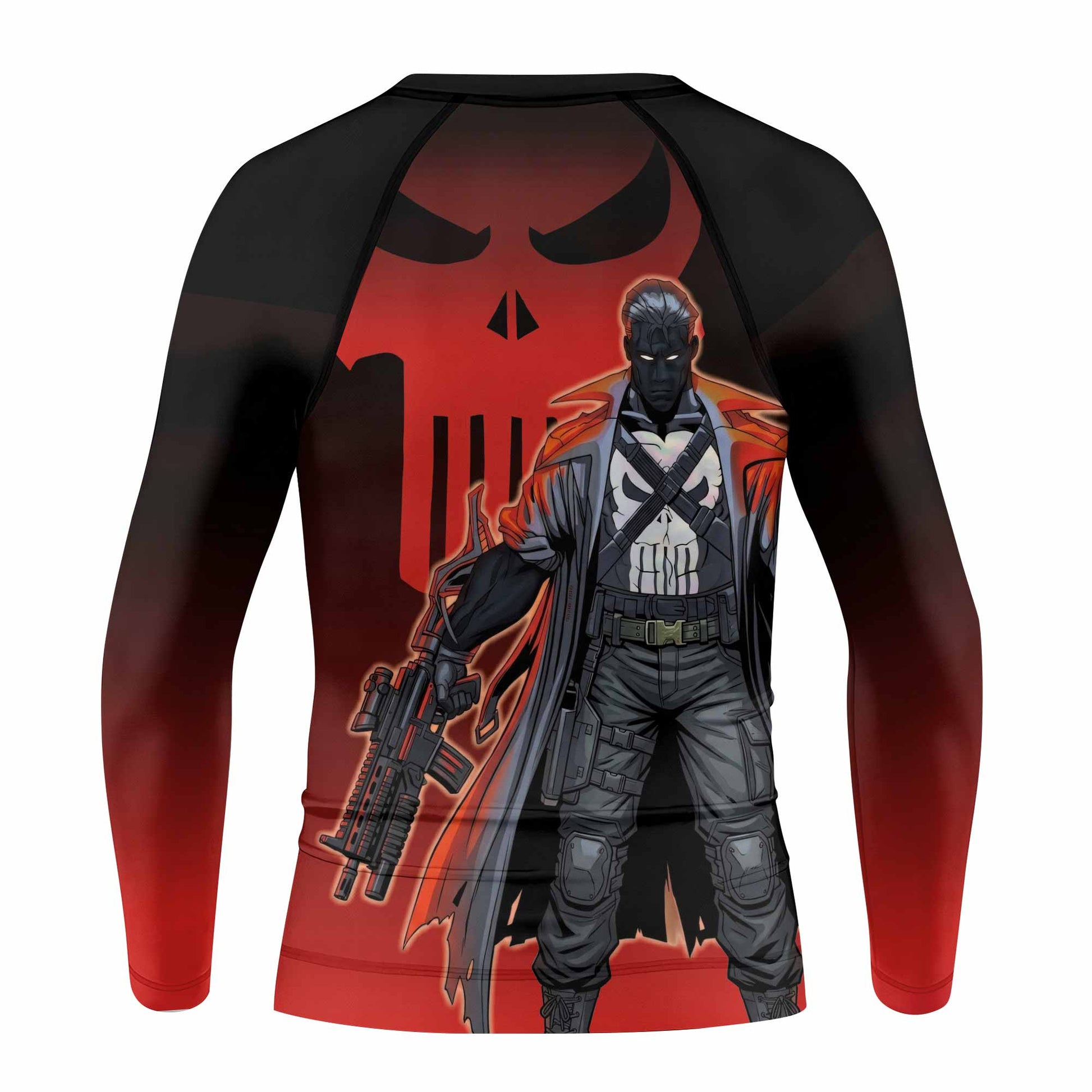 The Punisher Red Frank Castle Kids Rash Guard Long Sleeve - back view mockup