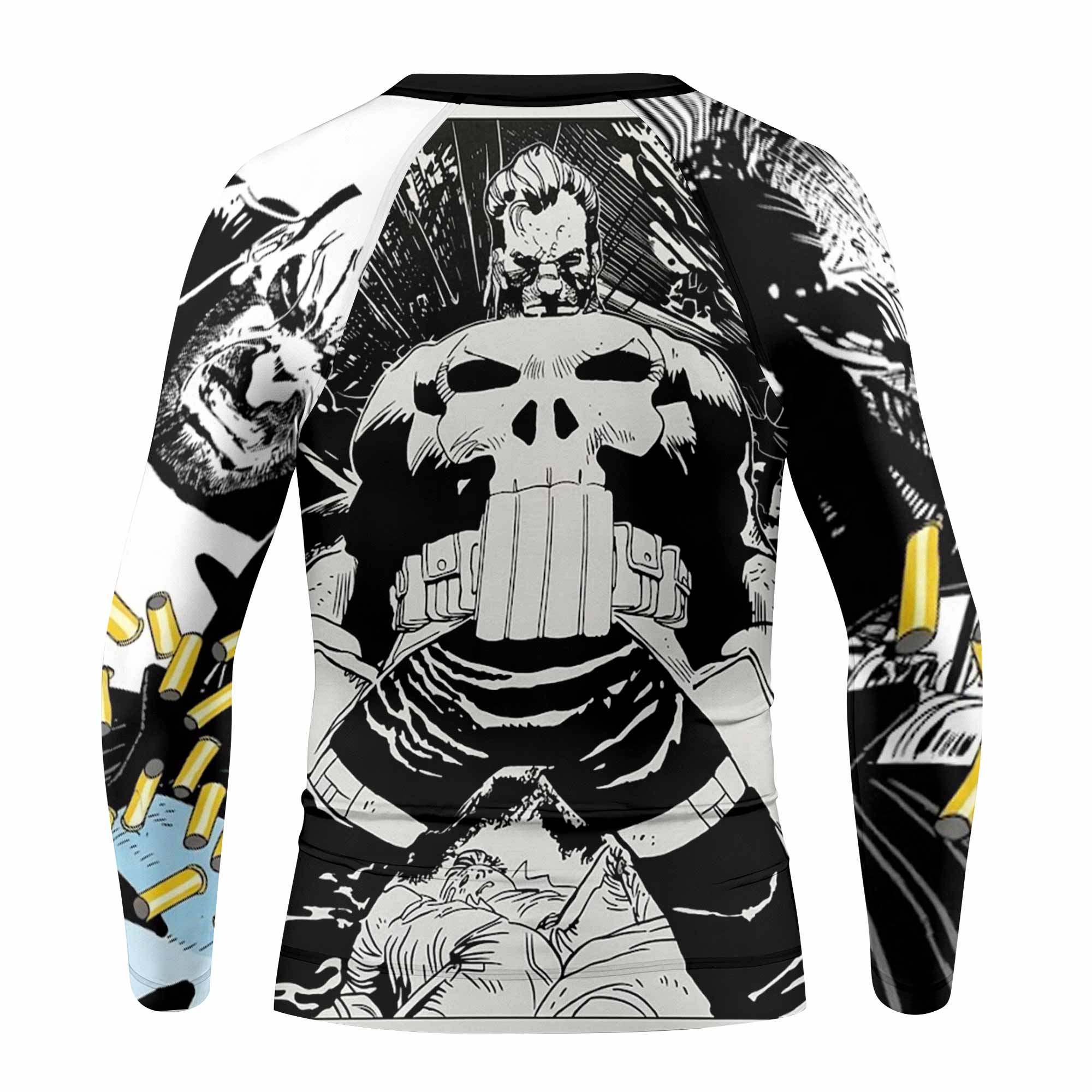 Punisher Bullet Storm Frank Castle Kids Rash Guard Long Sleeve - back view mockup