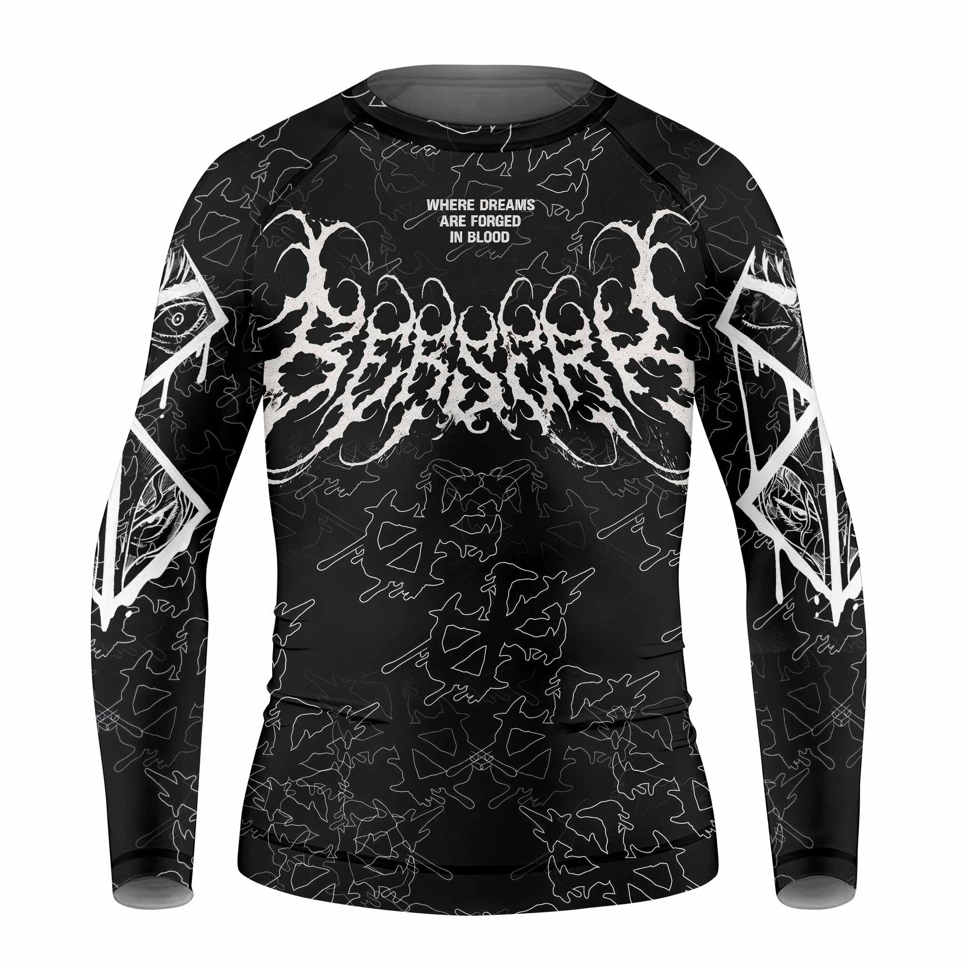 Berserk Forged In Blood Kids Rash Guard Long Sleeve - front view mockup