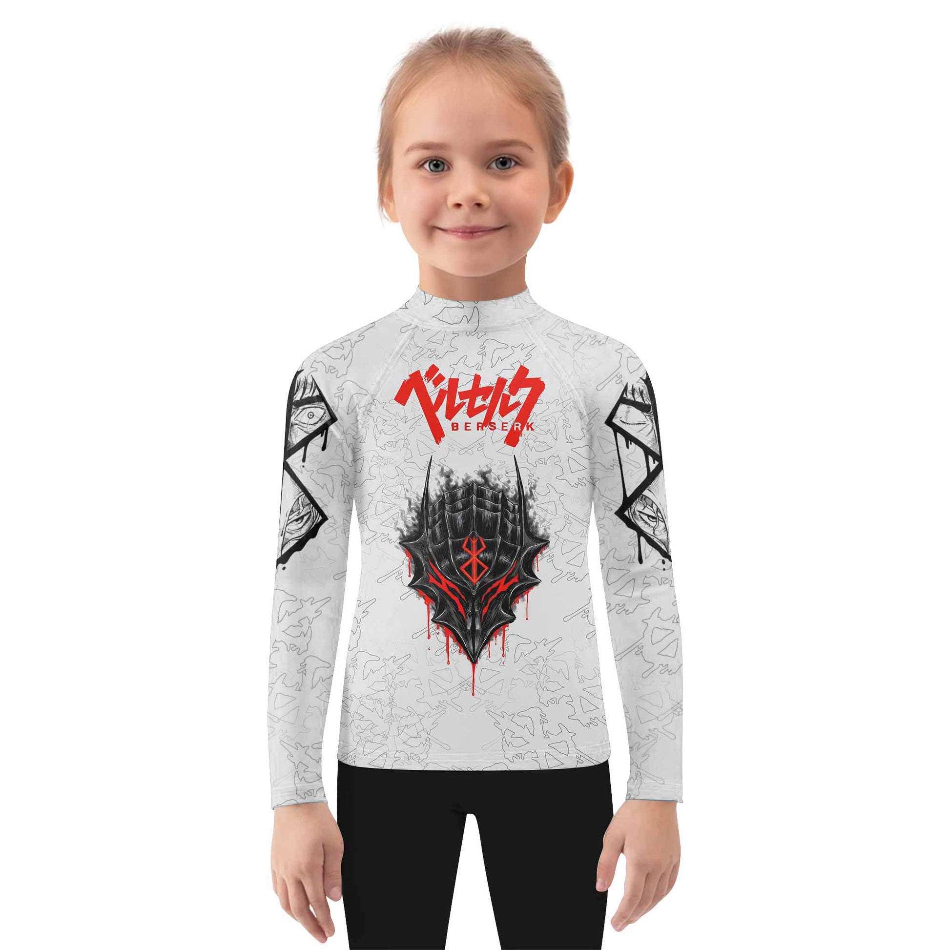 Berserk Berserker Armor Kids Rash Guard Long Sleeve - girl's lifestyle view